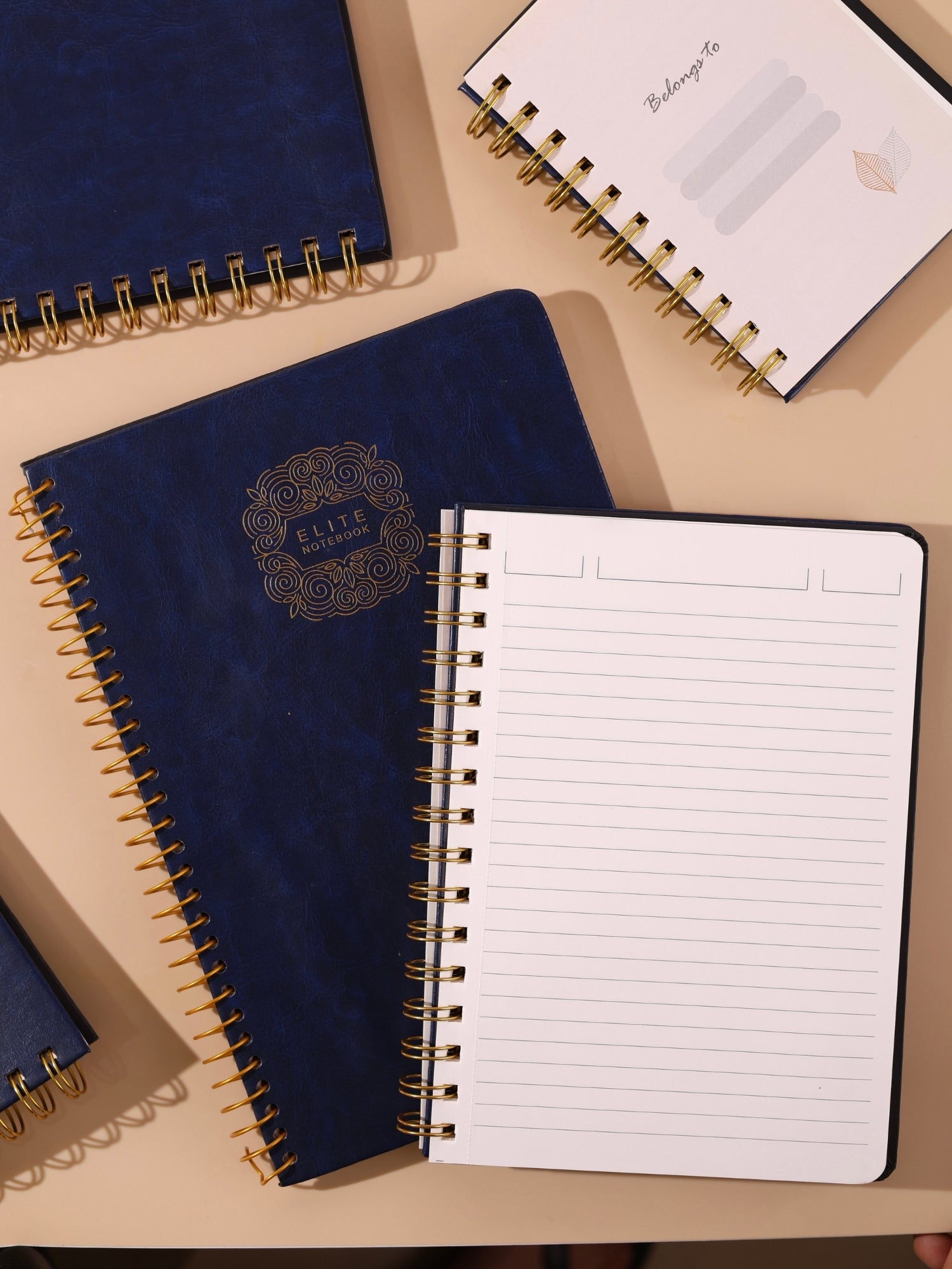 Leatherette Cover Executive Notebook Diary | Golden Wire O | 160 Ruled Pages | A5 & B5 Sizes | Pack of 1