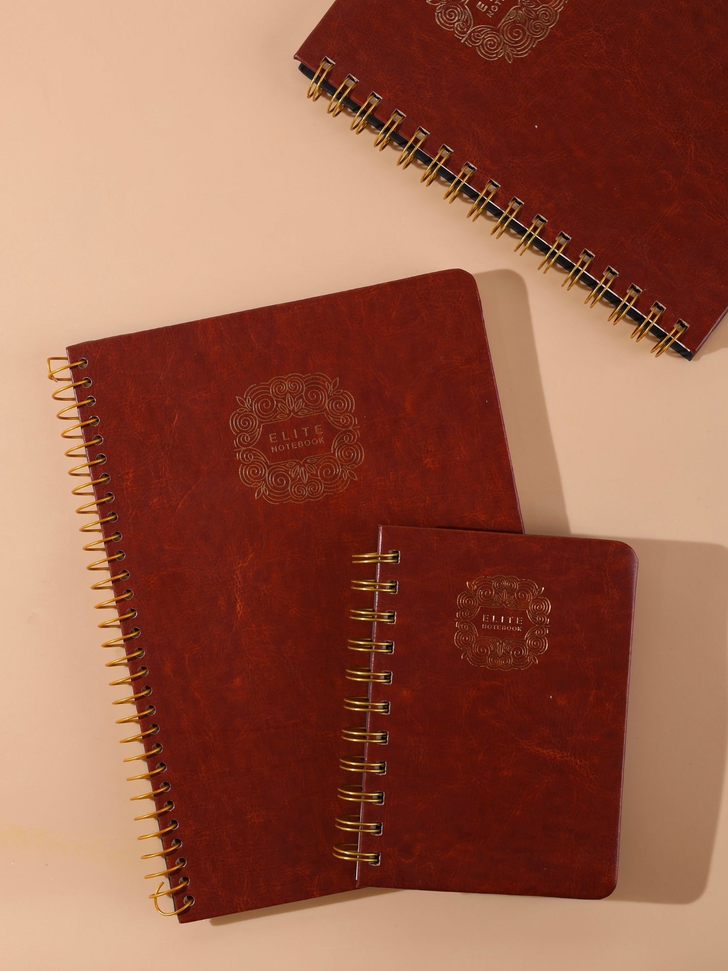 Leatherette Cover Executive Notebook Diary | Golden Wire O | 160 Ruled Pages | A5 & B5 Sizes | Pack of 1