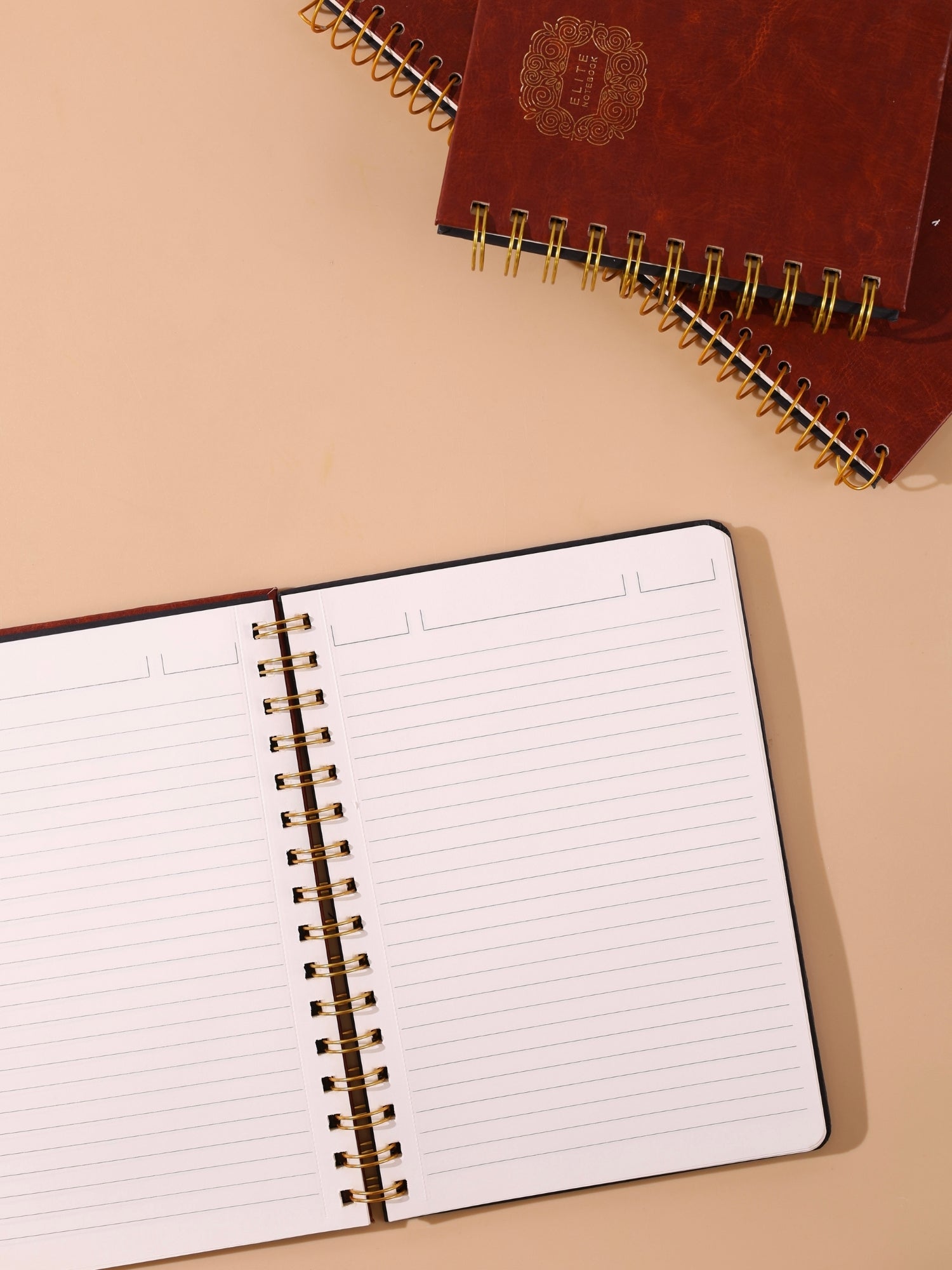 Leatherette Cover Executive Notebook Diary | Golden Wire O | 160 Ruled Pages | A5 & B5 Sizes | Pack of 1