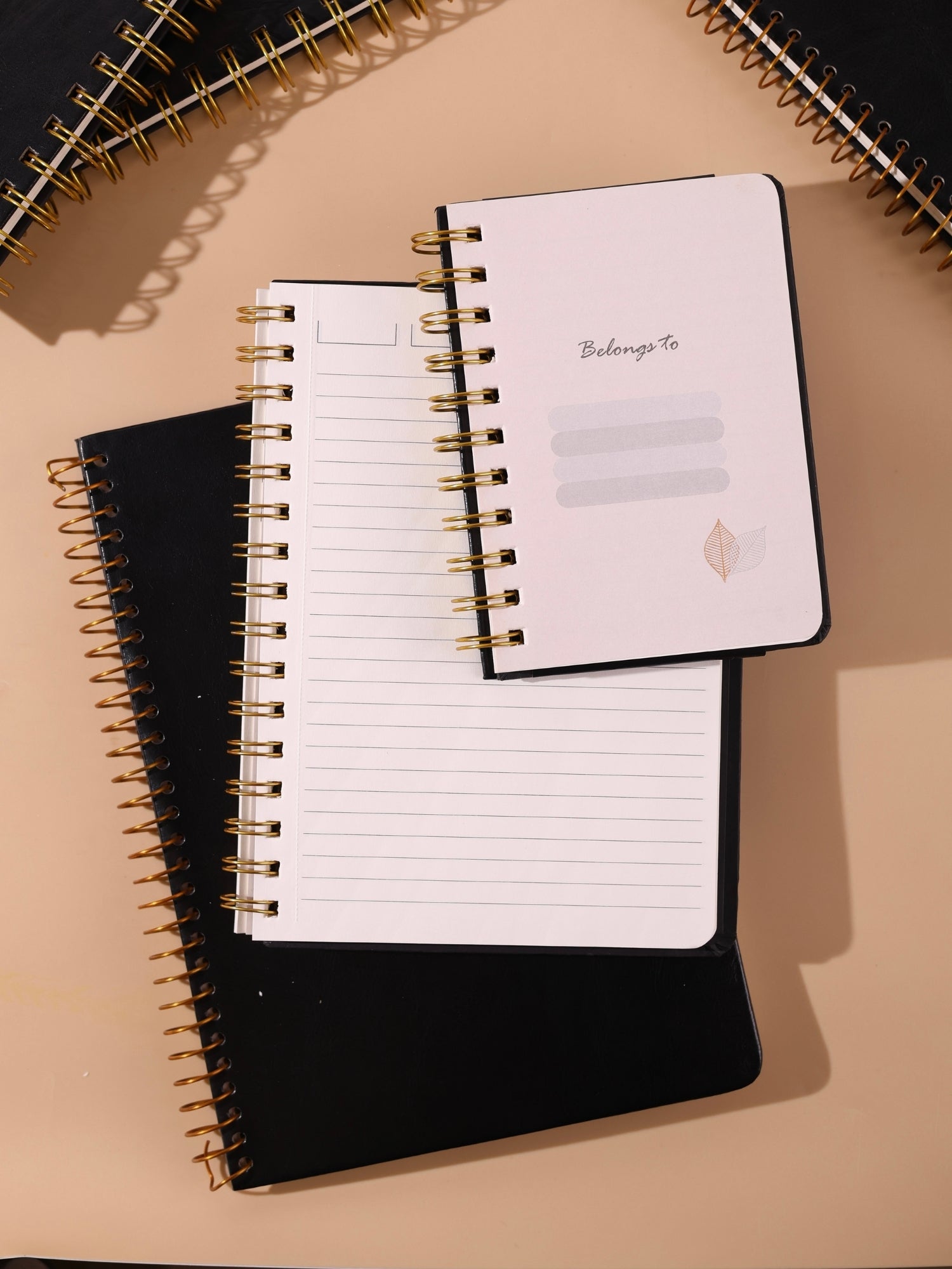 Leatherette Cover Executive Notebook Diary | Golden Wire O | 160 Ruled Pages | A5 & B5 Sizes | Pack of 1