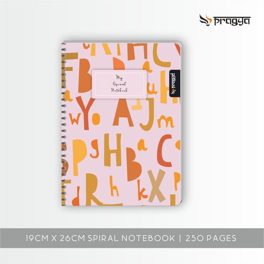 Pragya Spiral Notebook (19cm x 26cm, 250 Pages, Ruled)  |  Pack of 3