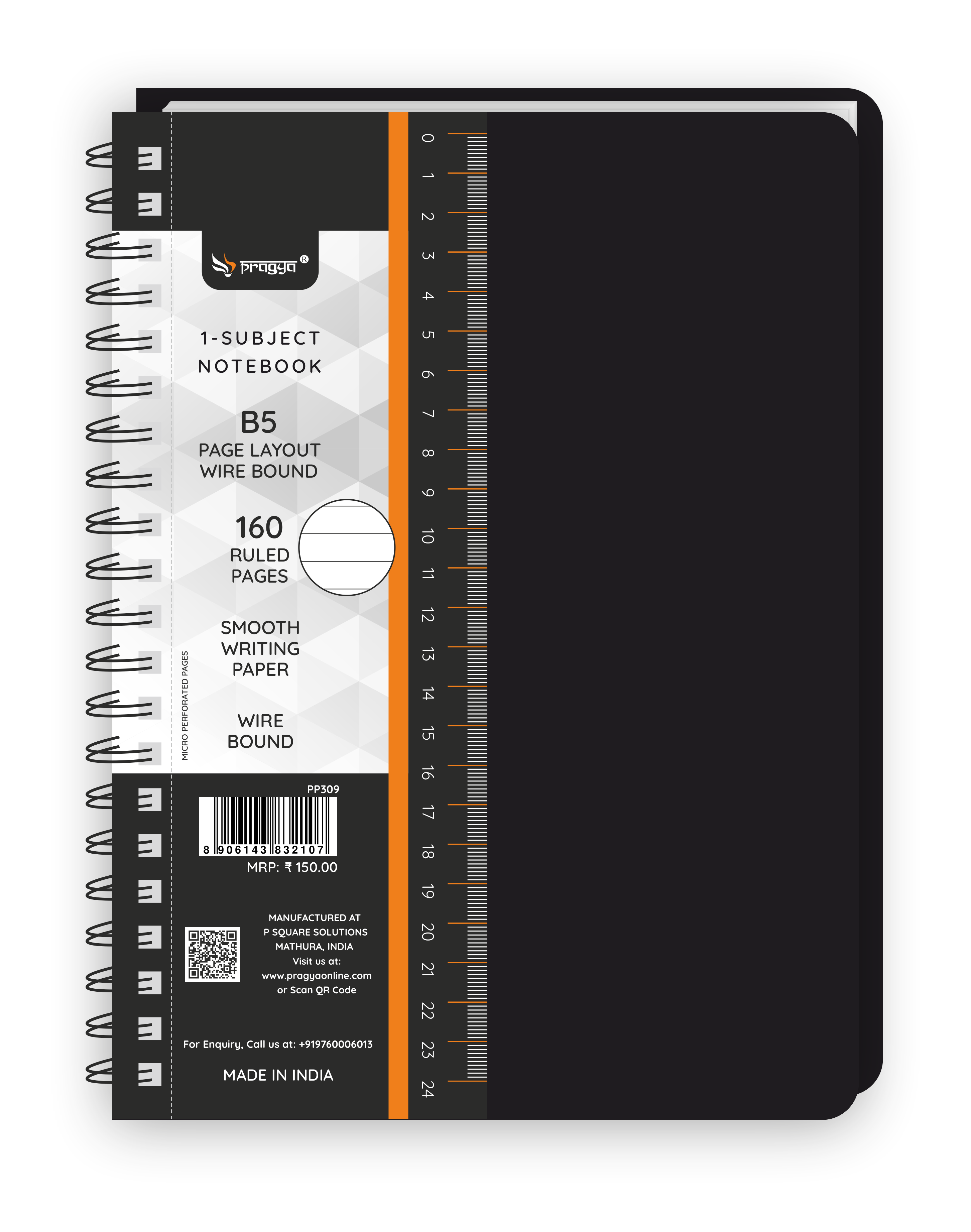 Pragya Office Pro Wire-O Subject Notebook B5 (17.5x25 CM) | 160 Pages | Premium Writing Paper | Durable Covers for Office Notes & Professional Use (Pack-2)