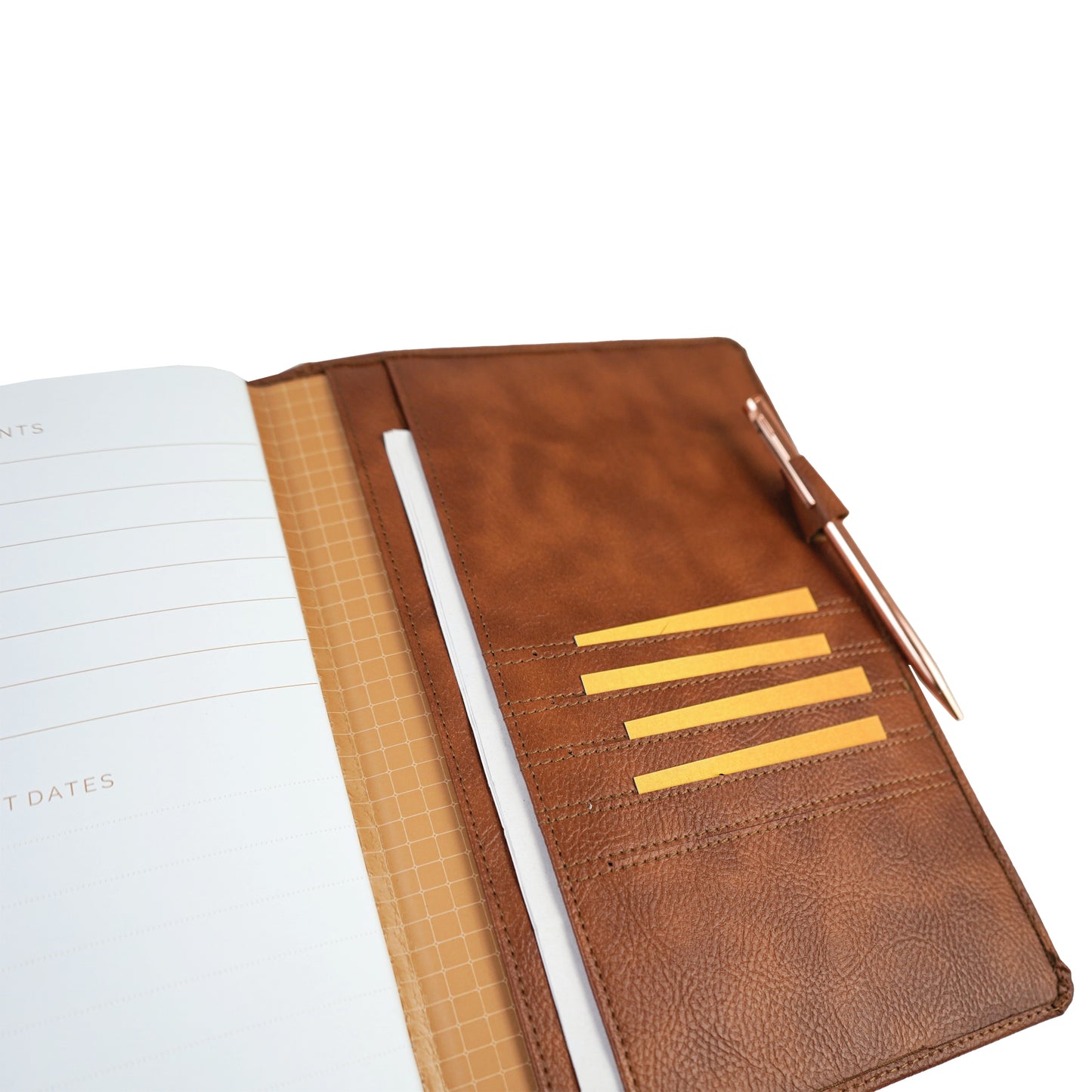 Pragya Refillable A5 Leather Travel Journal Organizer with Pockets and Pen Holder