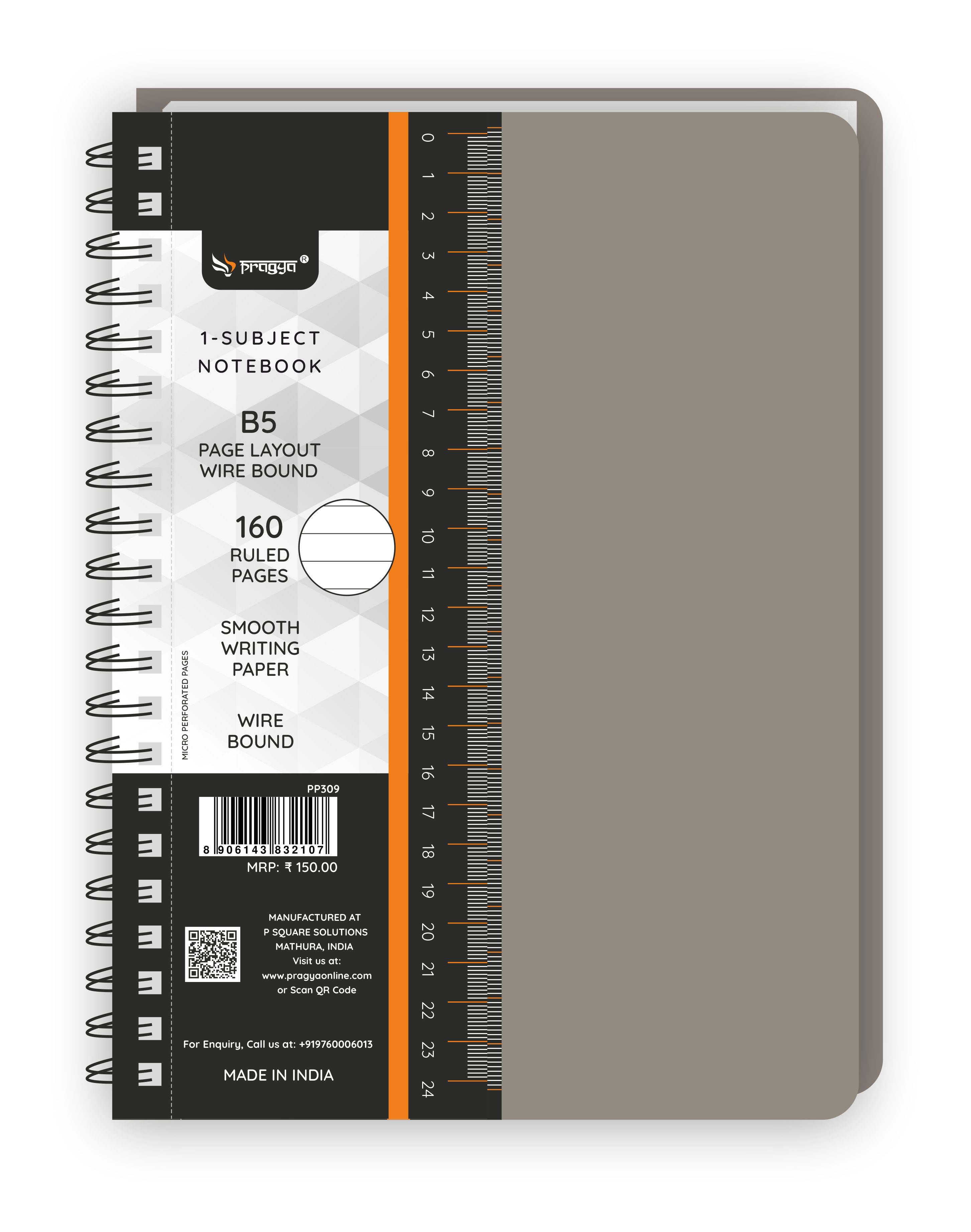 Pragya Office Pro Wire-O Subject Notebook B5 (17.5x25 CM) | 160 Pages | Premium Writing Paper | Durable Covers for Office Notes & Professional Use (Pack-2)