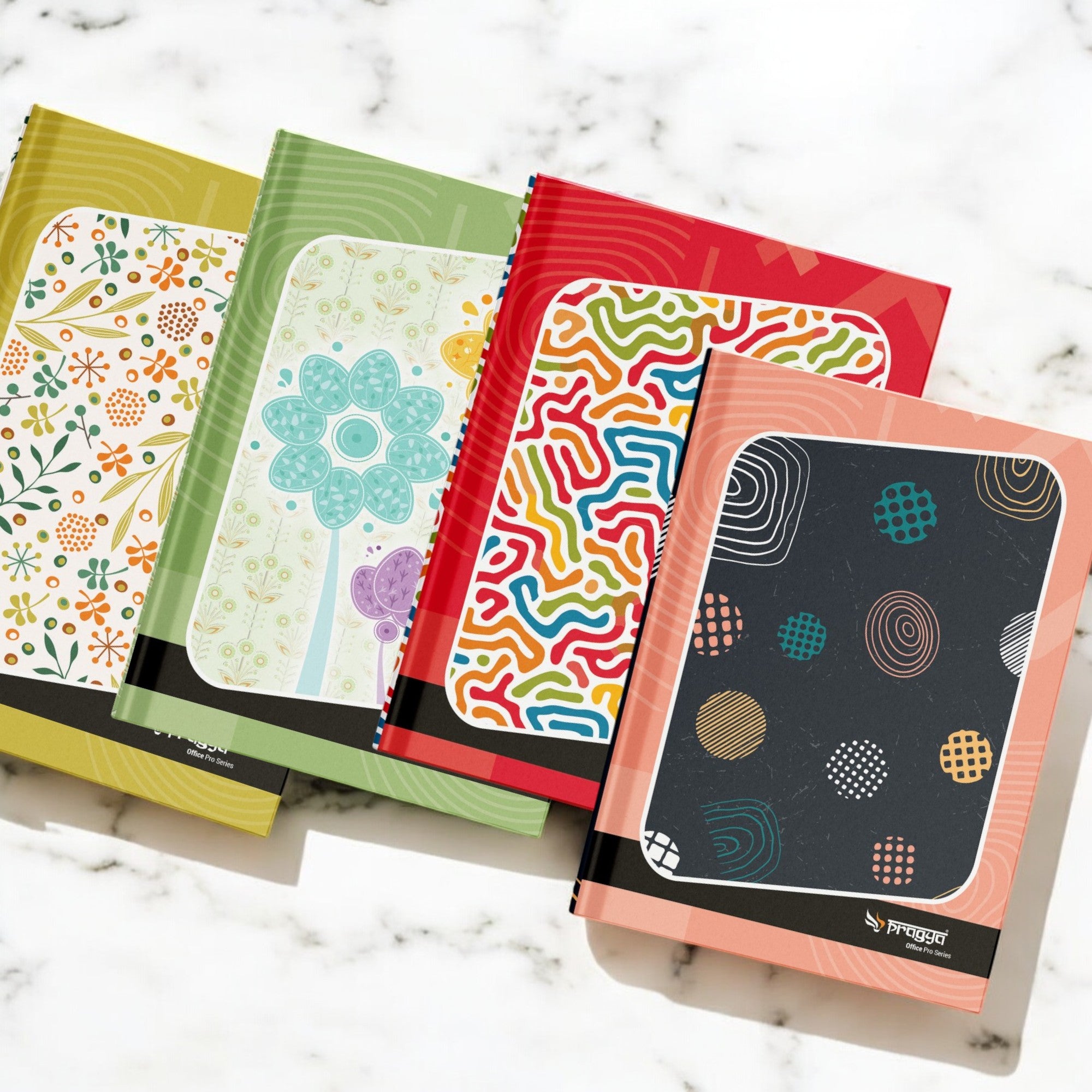 Pragya A5 Notebooks – Hardbound Cover - 192 Pages 70 GSM Premium Paper - Single-Line Ruling - 14.8 x 21 cm Office & Personal Use Durable & Stylish Journal Pack Of 2