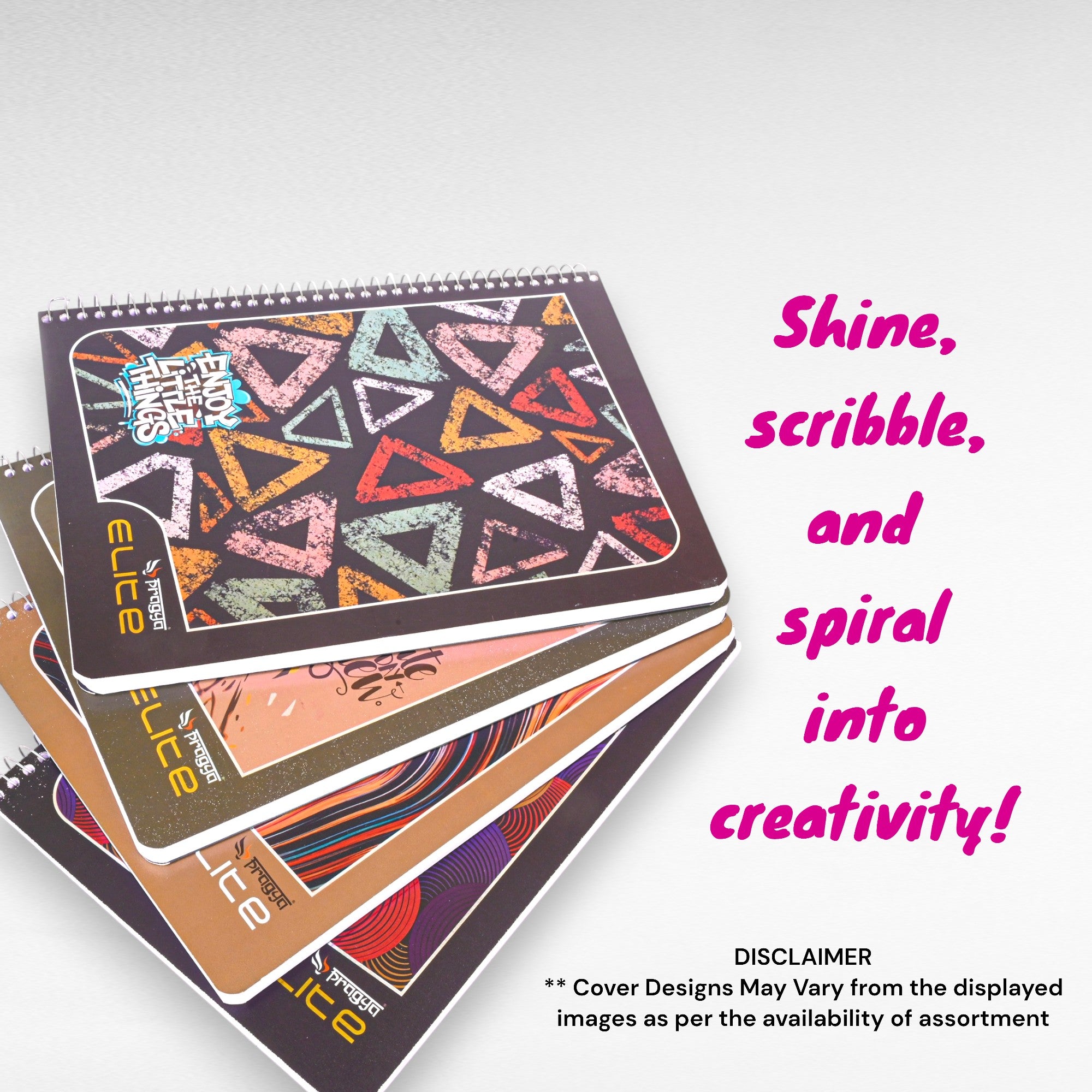 Pragya Spiral Notebook|  A4 Size (21 x 29.7 cm) | 400 Pages | Soft Durable Cover | Metal Spiral Binding | Pack of 2