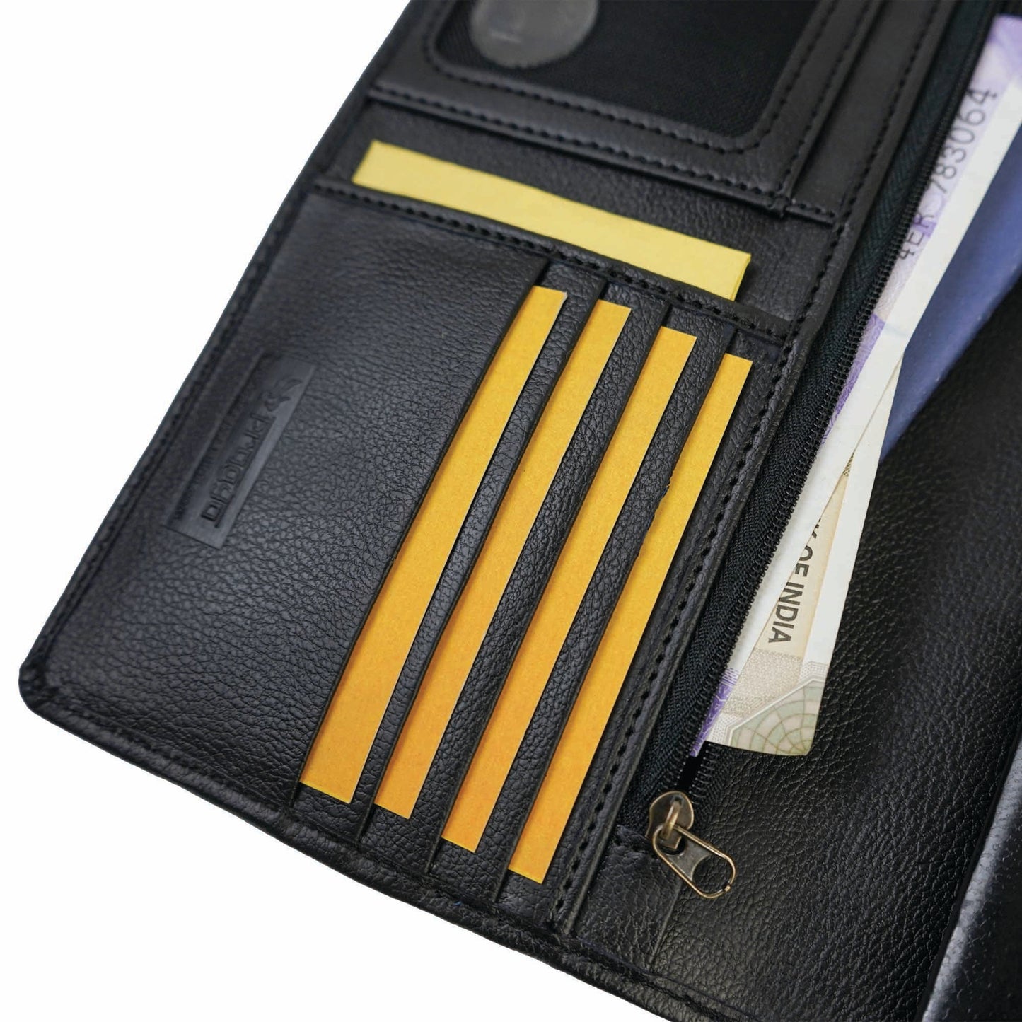 Pragya Premium 13cm x 22.5cm Leather Journal Travel Organizer - Currency Pocket with Zip Closure