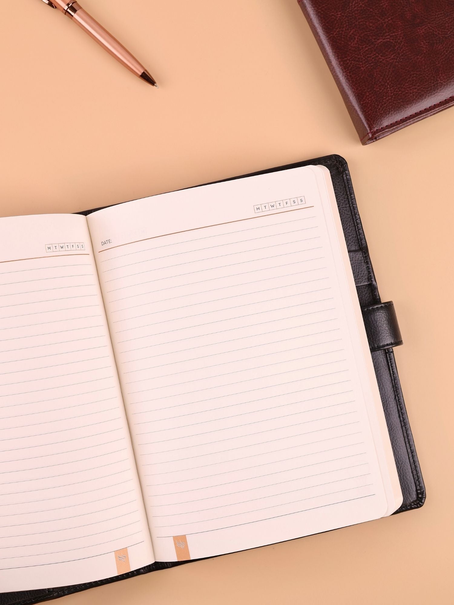 Black Strap Organiser with Refillable Notebook
