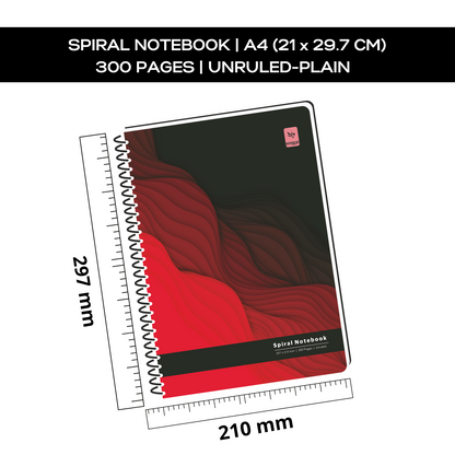 Pragya A4 Notebook (300 Pages, Ruled/Plain) Spiral - Premium Textured Cover  |  Pack of 2