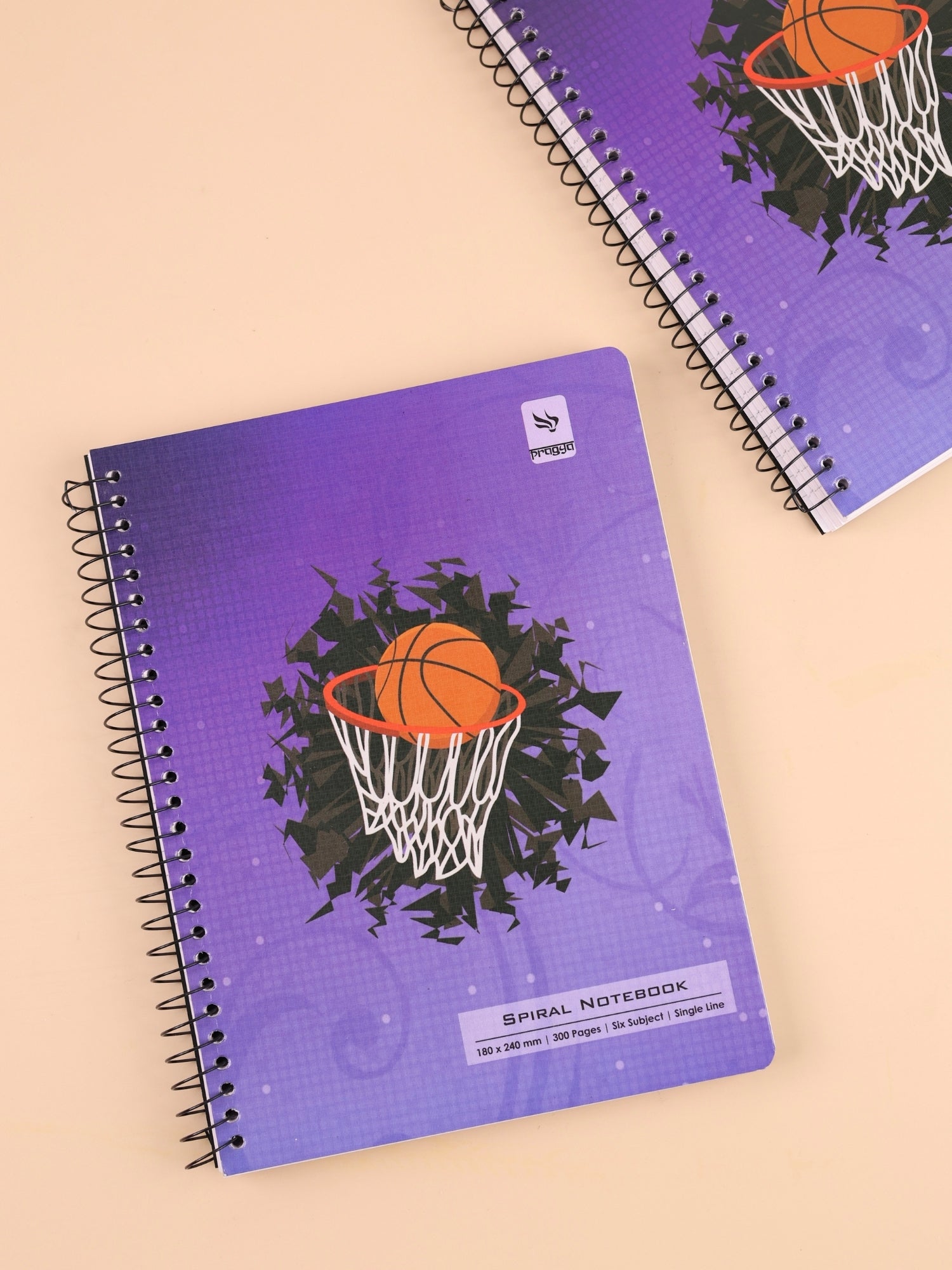 Spiral Notebook | Hard Cover | B5 | Single Ruled | 6 Subject | 300 Pages | Pack of 2