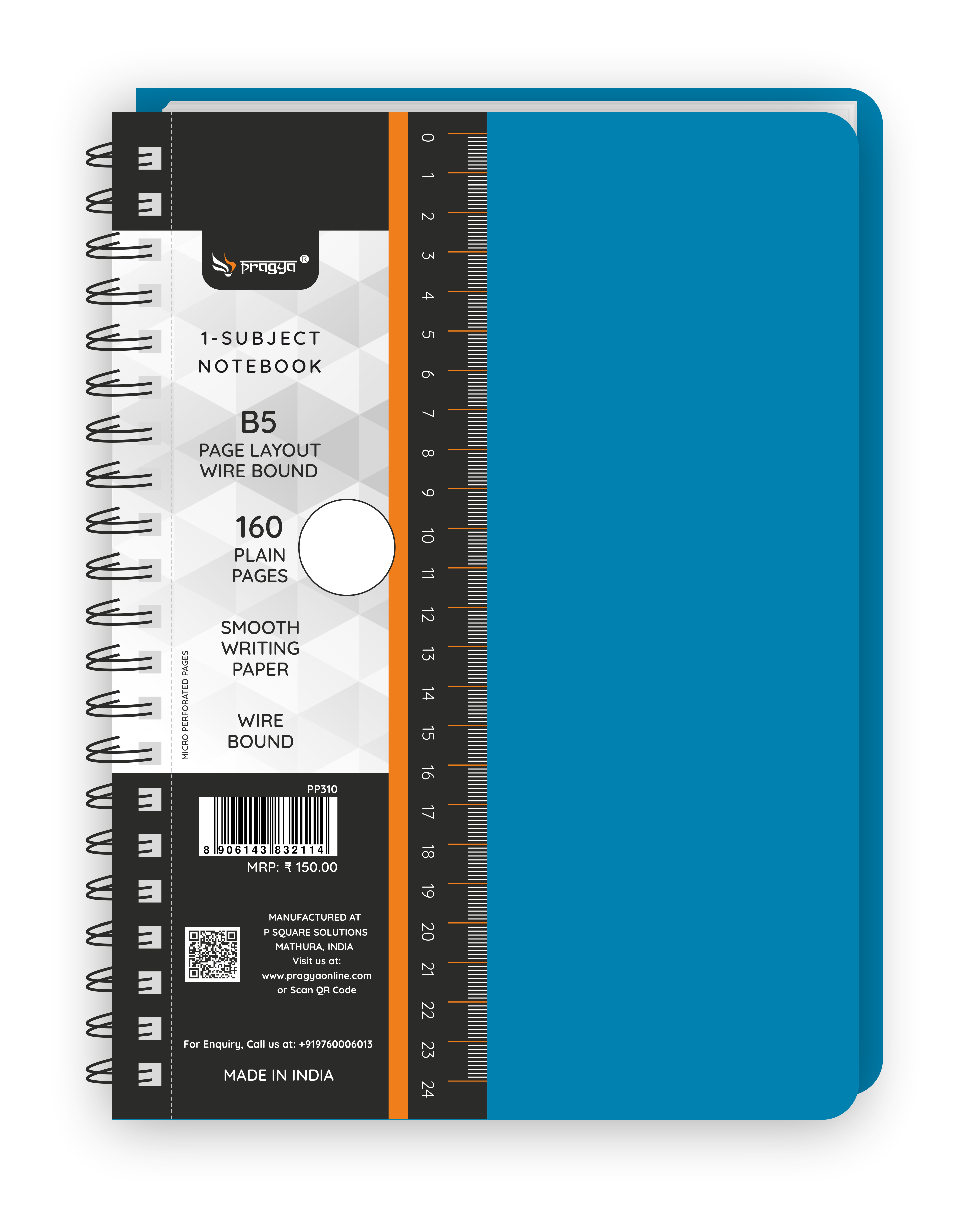 Pragya Office Pro Wire-O Subject Notebook B5 (17.5x25 CM) | 160 Pages | Premium Writing Paper | Durable Covers for Office Notes & Professional Use (Pack-2)