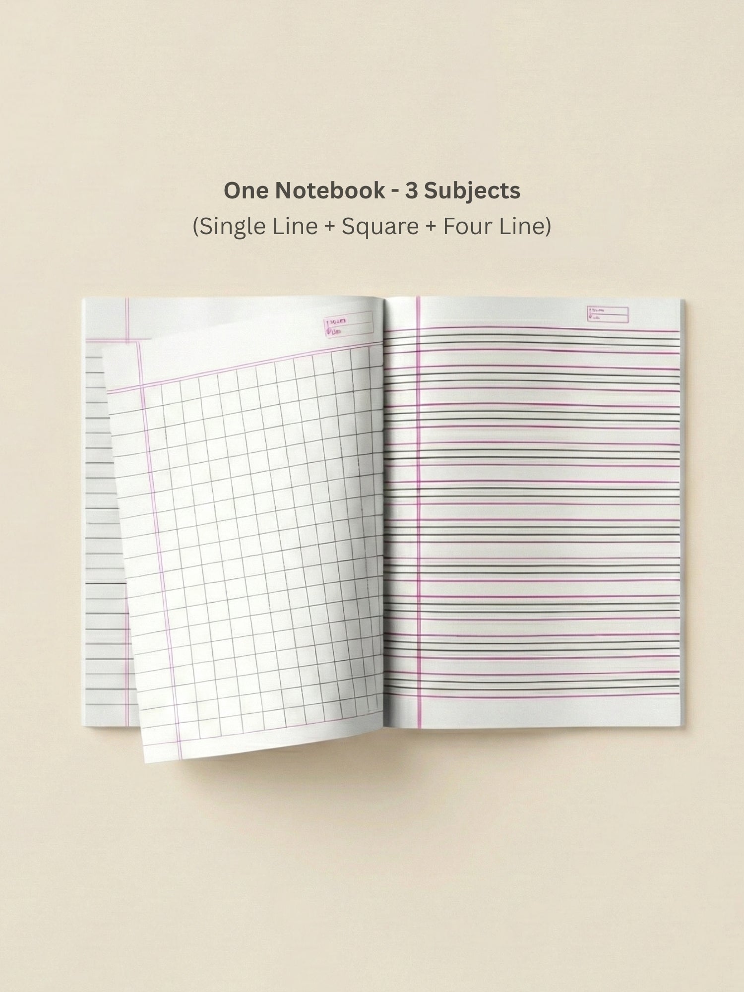 Three In One School Notebook – A4 Size | 172 Pages Pack -4