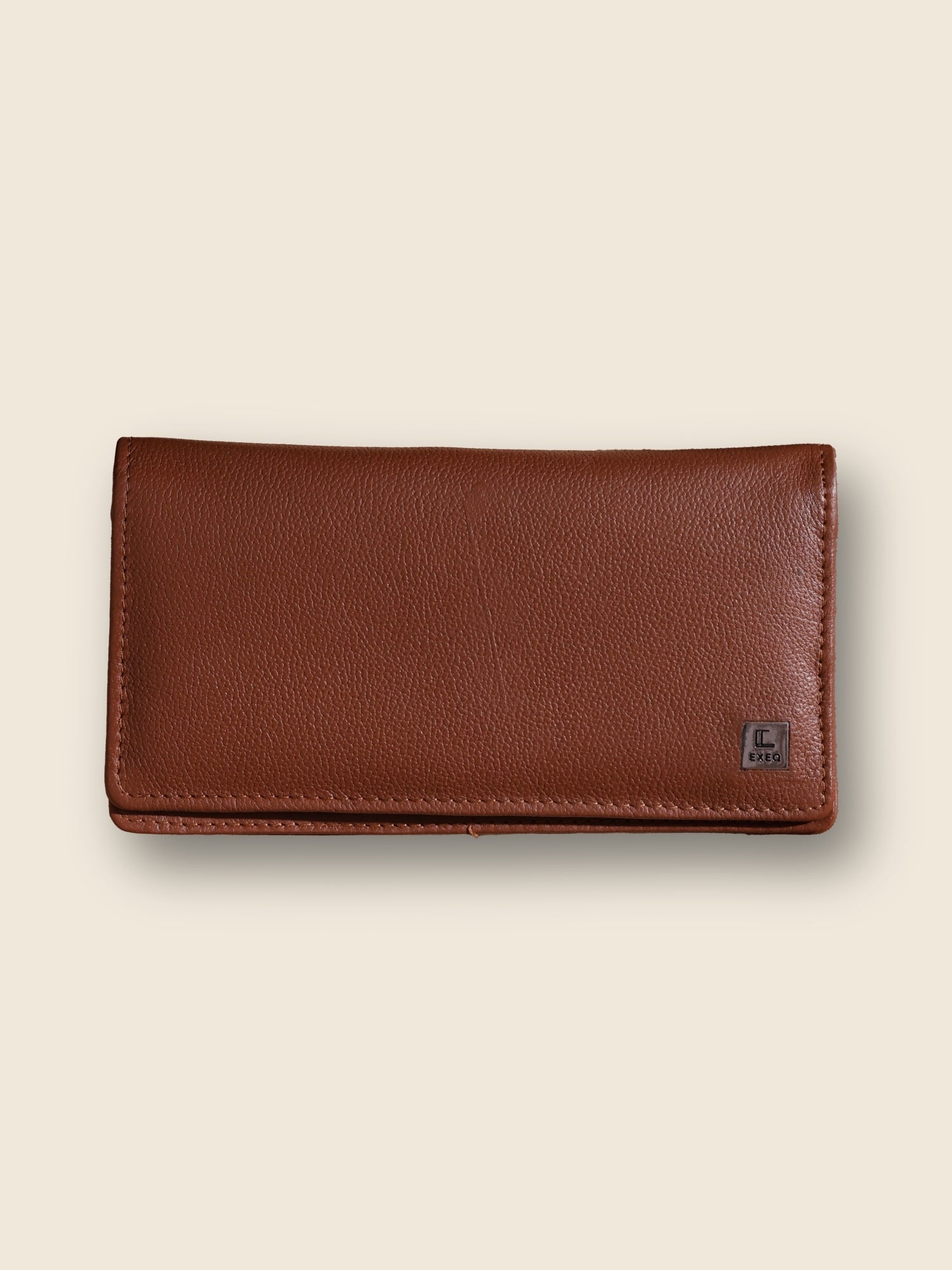 EXEQ Unisex Long Leather Wallet | Cognac Brown