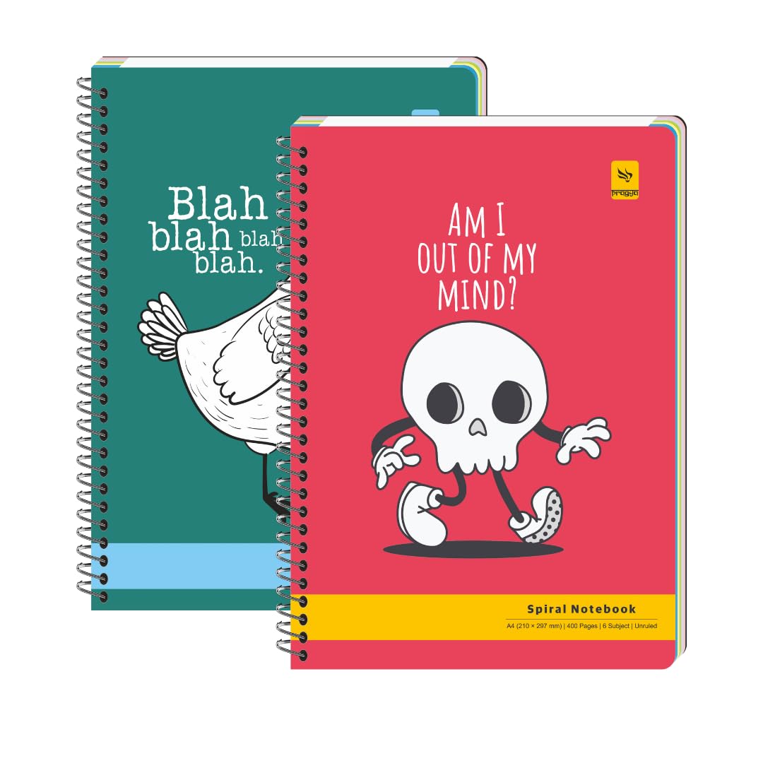 Pragya Multi Subject Spiral Notebook β A4 Size (21x29.7 cm), 300 Pages,Soft Cover, Metal Wire Bound