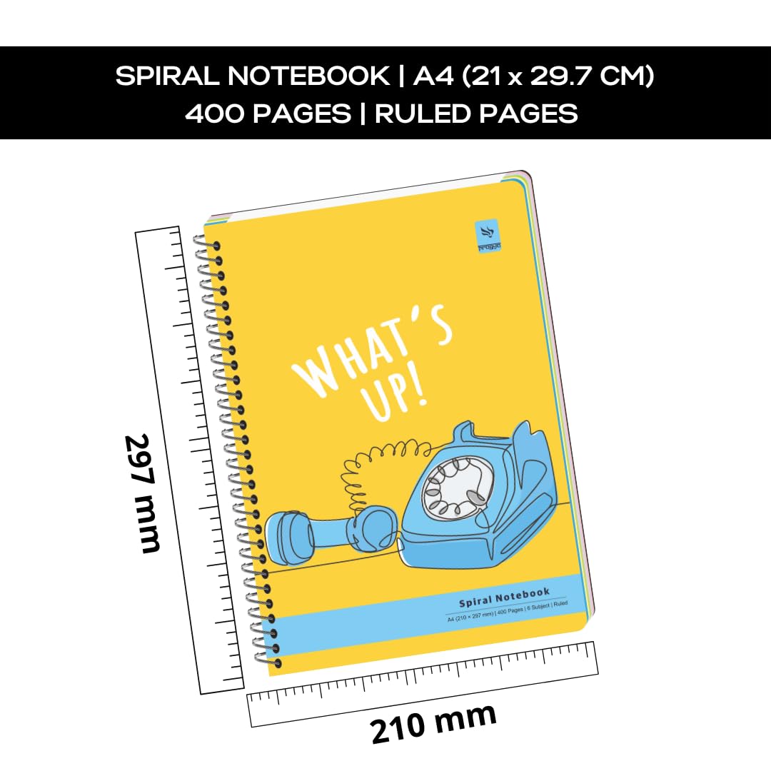 Pragya Multi Subject Spiral Notebook β A4 Size (21x29.7 cm), 300 Pages,Soft Cover, Metal Wire Bound