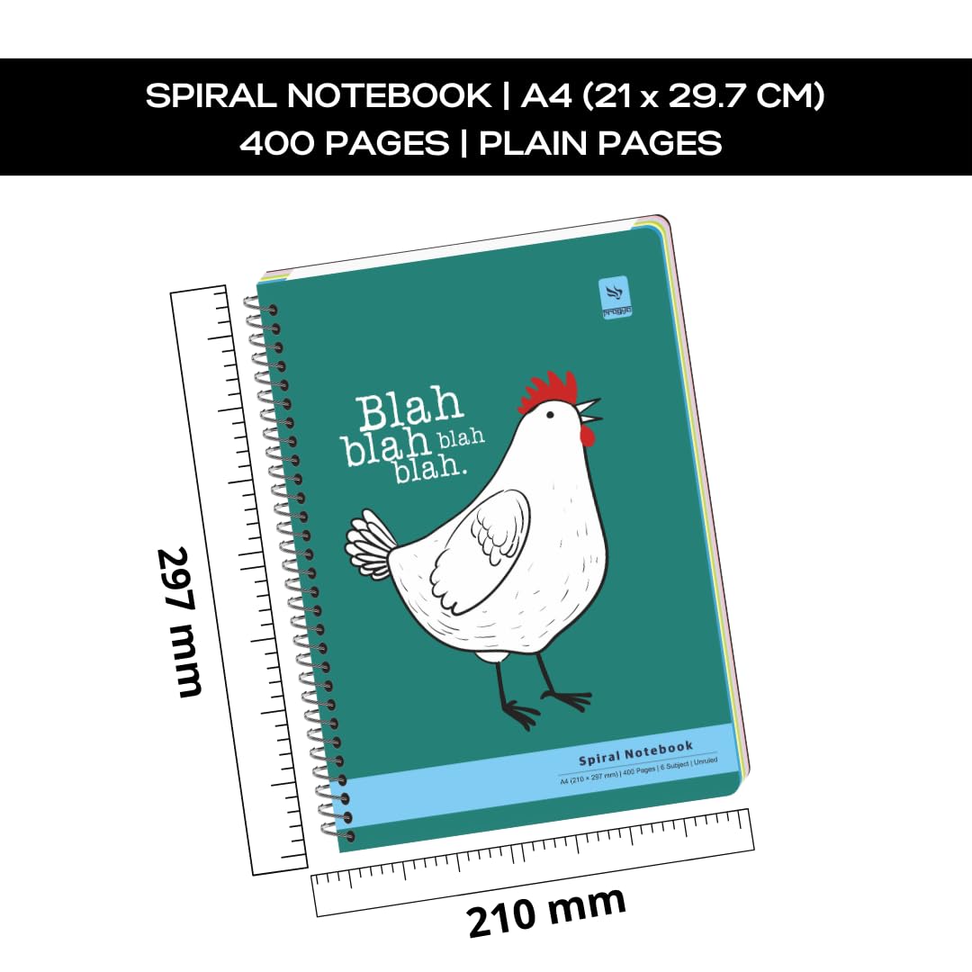 Pragya Multi Subject Spiral Notebook β A4 Size (21x29.7 cm), 300 Pages,Soft Cover, Metal Wire Bound