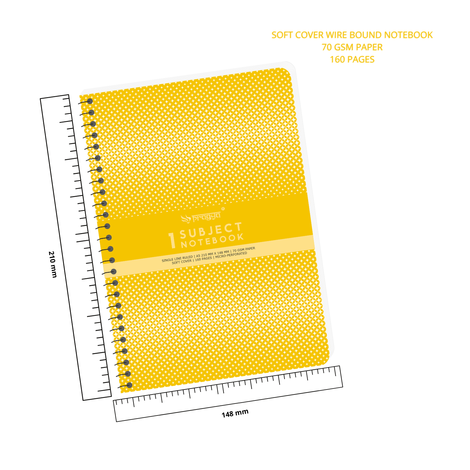 Pragya Elite Collection | A5 1-Subject Notebook | Single Ruled Pages | Wire-Bound | Soft Cover Premium Notebooks for School, College, Office & Daily Writing (Pack-6)