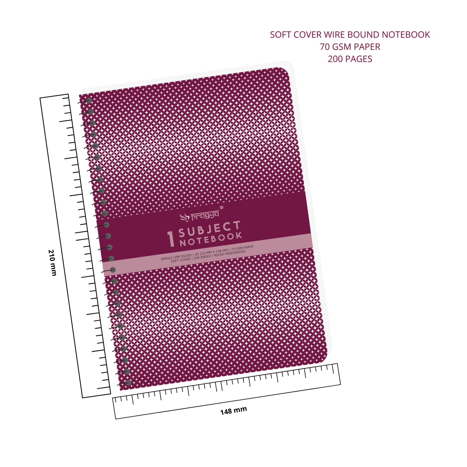 Pragya Elite Collection | A5 1-Subject Notebook | Single Ruled Pages | Wire-Bound | Soft Cover Premium Notebooks for School, College, Office & Daily Writing (Pack-6)