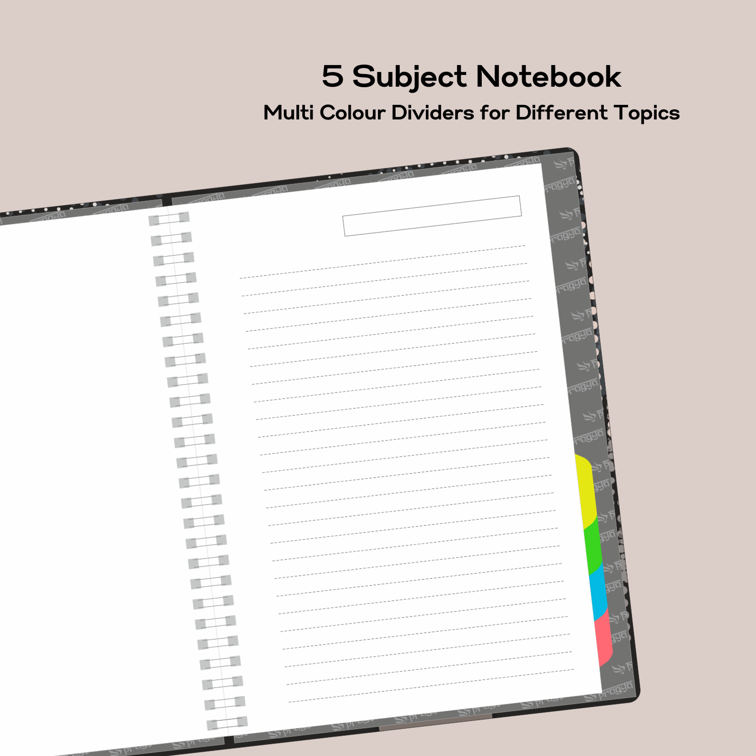 Pragya Elite Collections Wire-O Notebook β 5 Subject | 300 Pages | Single Ruled | Premium Spiral Hard Cover | Ideal for Office, School & Personal Use (Pack of 6)