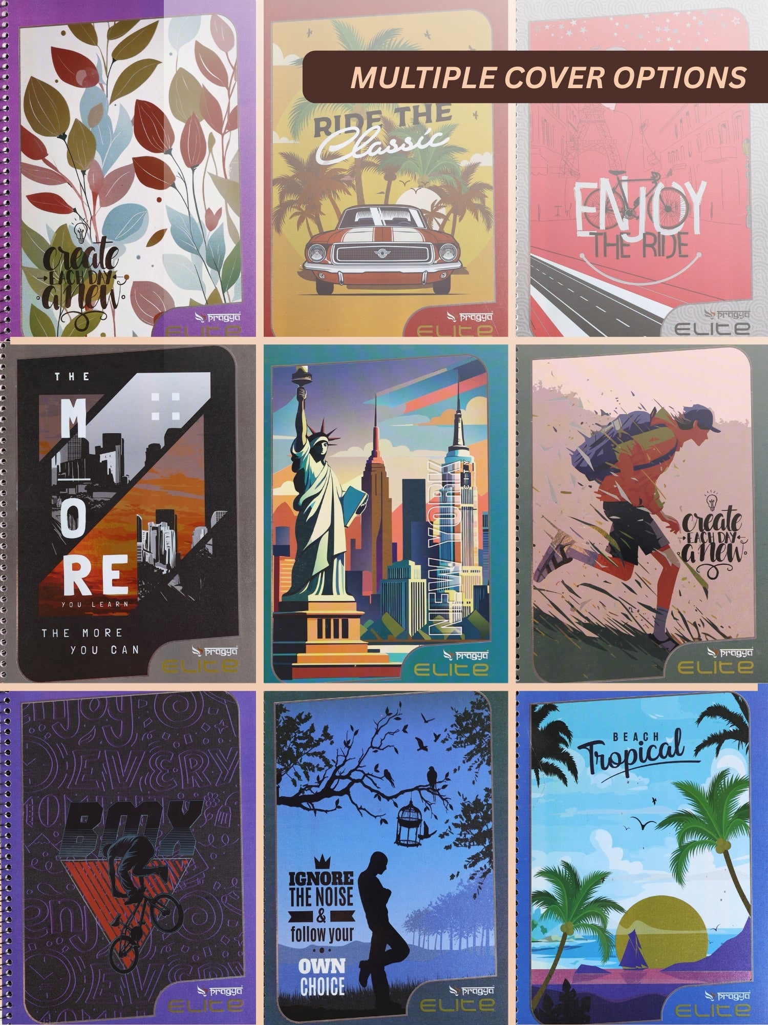 Spiral Notebook | A4 | Special Effect Cover with Metallic Wire | Pack of 2