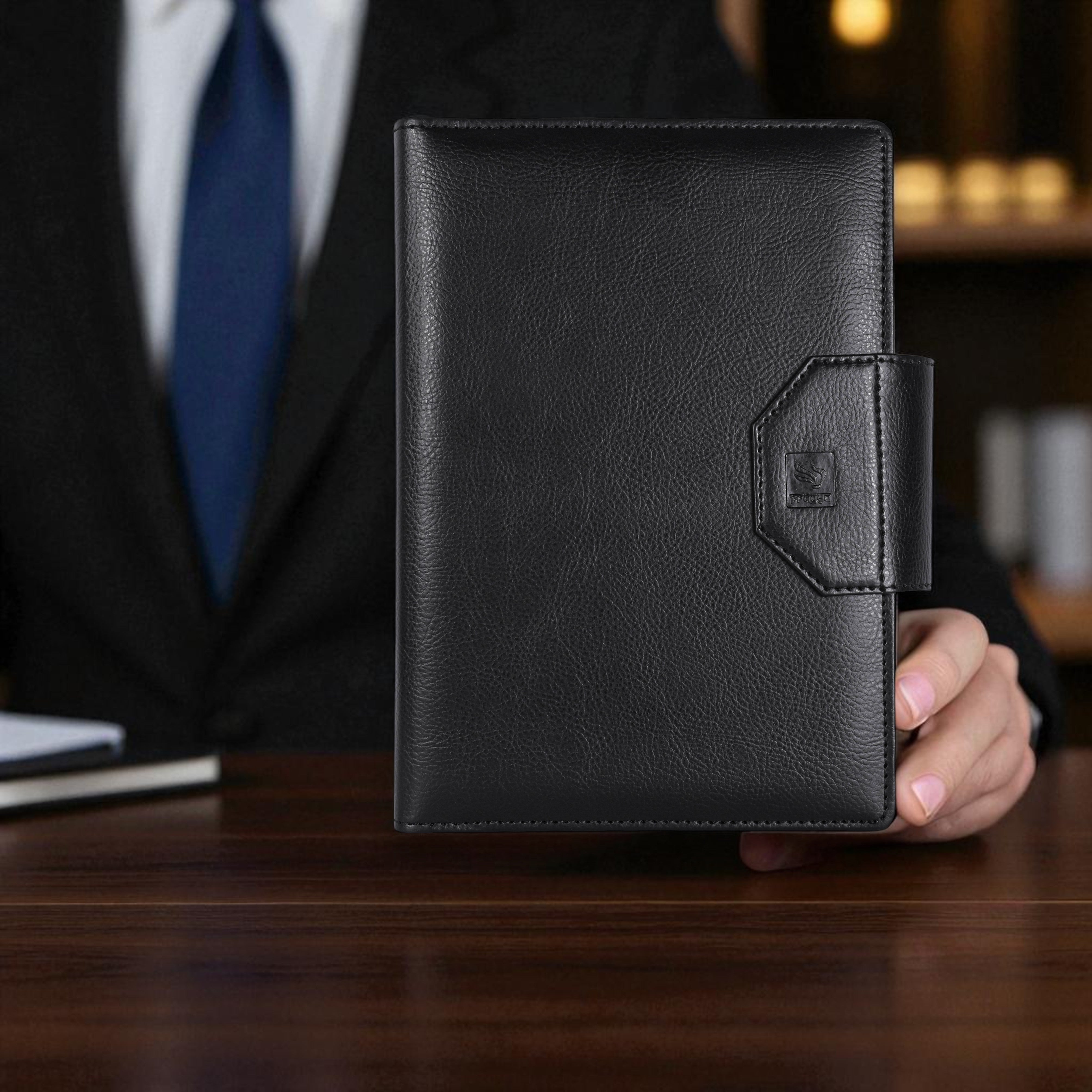 Pragya Premium B5 Leatherette Office Folder with Diary Notebook, Refillable Executive Organizer, Card & ID Slots, Pen Loop, Magnetic Closure โ Ideal for Corporate Office Use & Documents