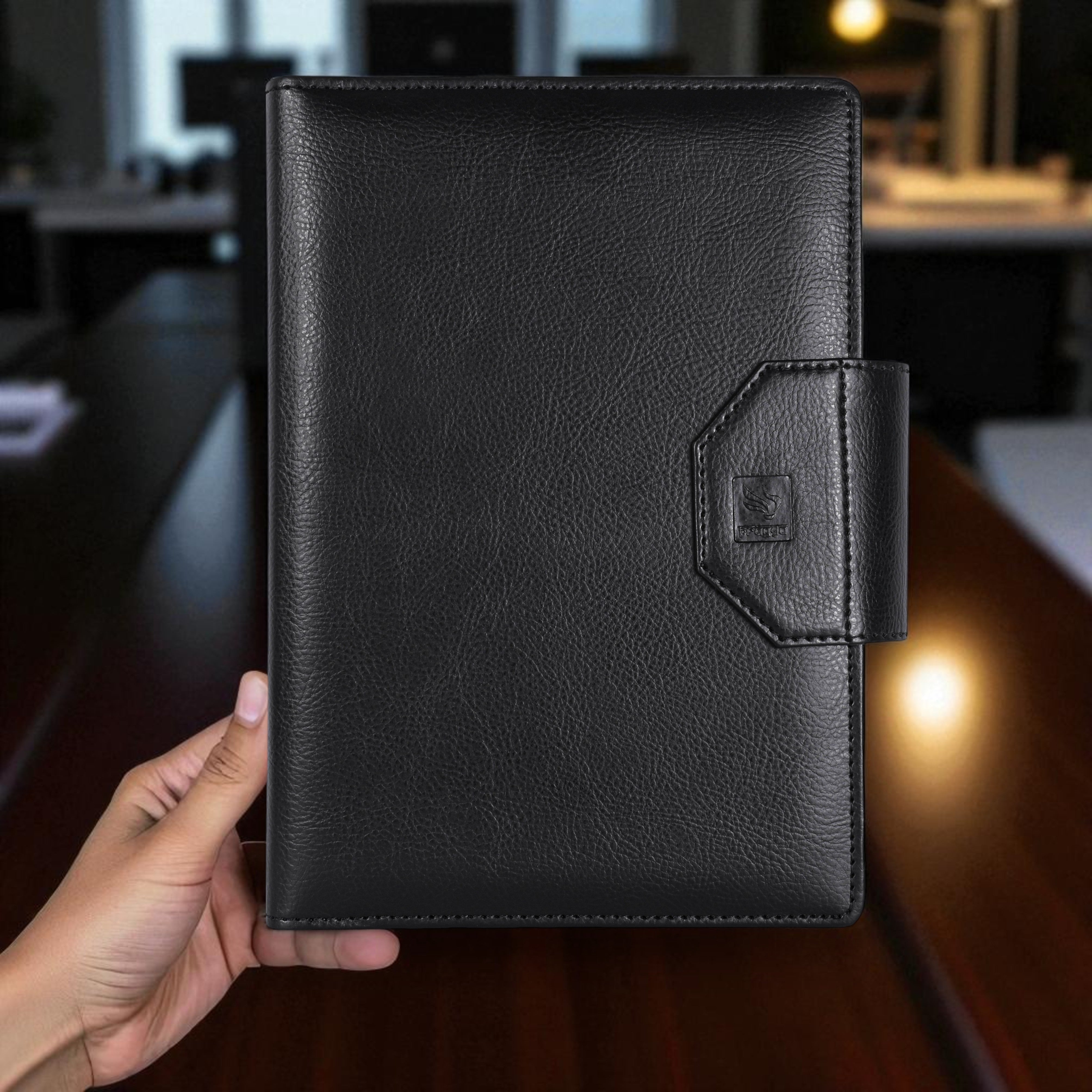 Pragya Premium A4 Leatherette Office Folder with Diary Notebook, Refillable Executive Organizer, Card & ID Slots, Pen Loop, Magnetic Closure – Ideal for Corporate Office Use & Documents