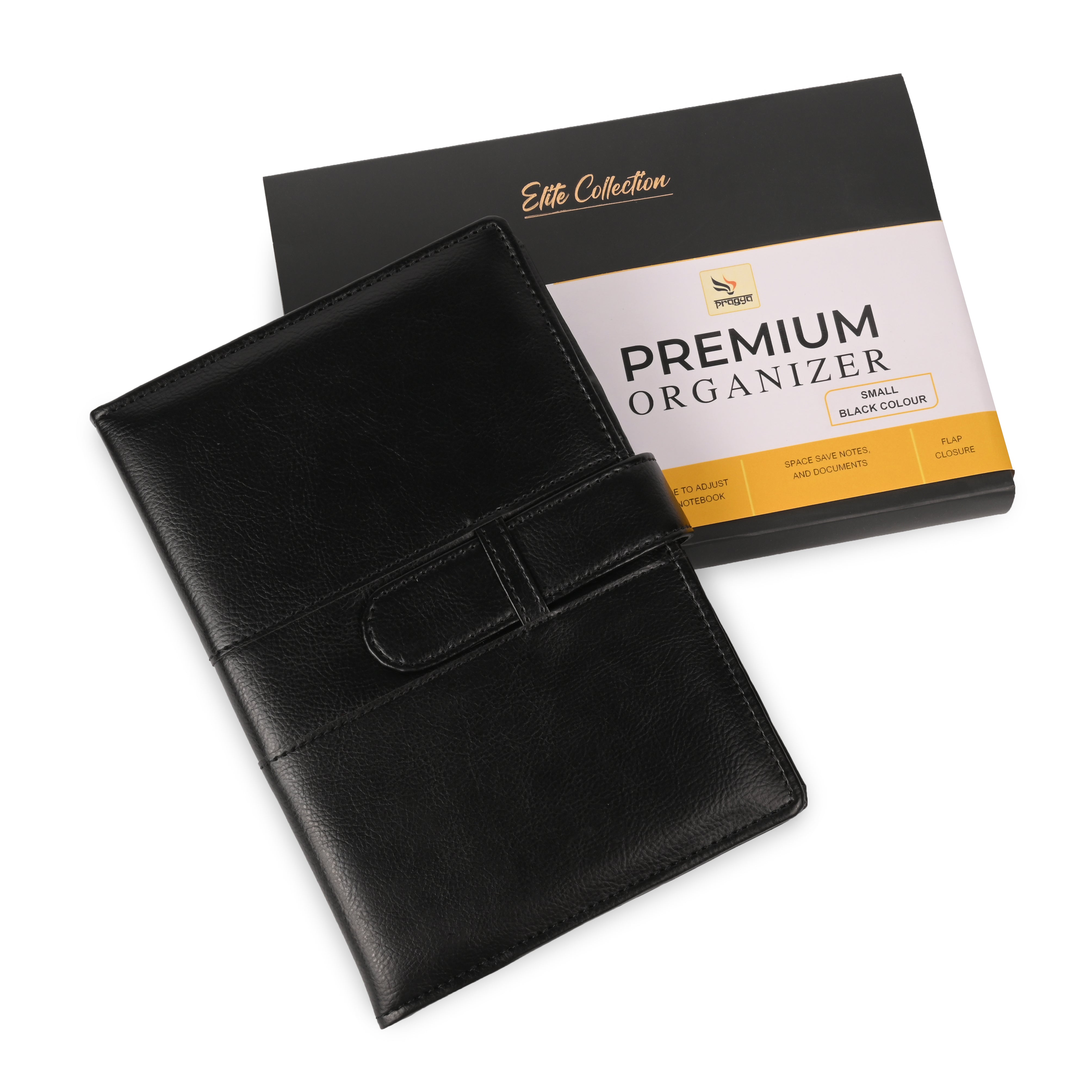 Pragya Elite Collection Premium Leatherette Organizer A5 (14.5 x 21 CM) | Refillable Executive Diary Notebook | Card & ID Slots, Pen Loop, Flap Closure | Professional Planner for Office & Corporate Use
