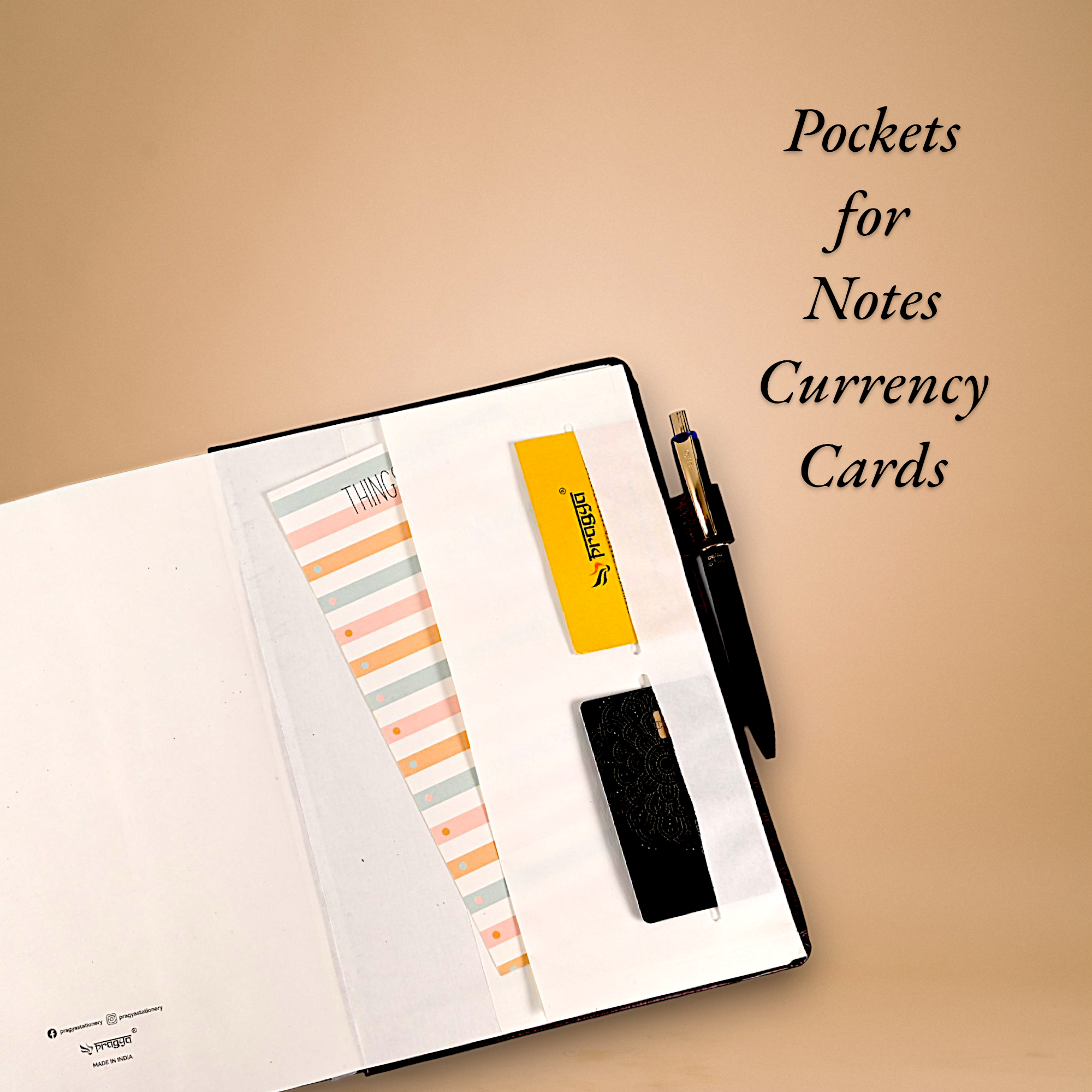 Pragya Elite Collection Hard Cover Notebook Journal | Leatherette Cover | 192 Pages | 80 GSM Natural Shade Paper