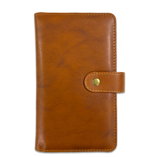 Pragya Refillable 11cm x 18cm Leather Travel Journal Organizer with Button Closure