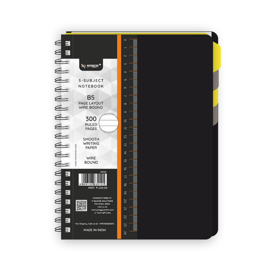 5-Subject B5 Notebook (300 Pages, Ruled/Plain) Textured Cover |  Pack of 2