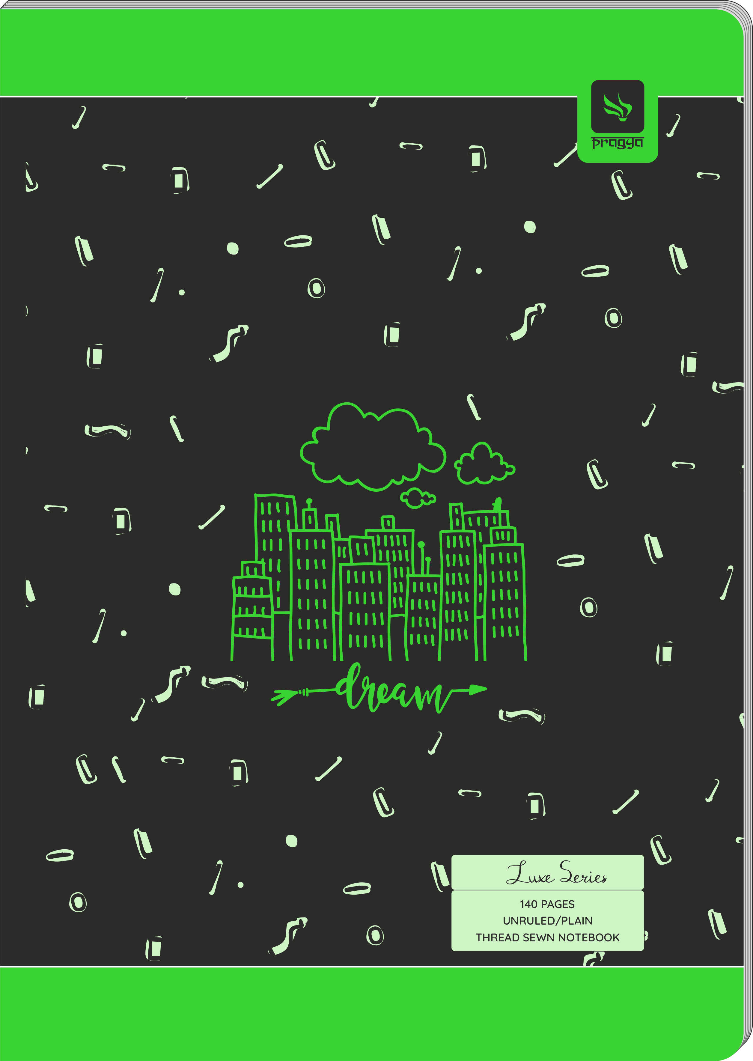 Pragya A4 Notebook – Luxe Series, 140 Pages Unruled/Plain, Thread Sewn Binding, Hard Cover, Premium Notebook for Sketching, Journaling & Creative Work | Pack of 3