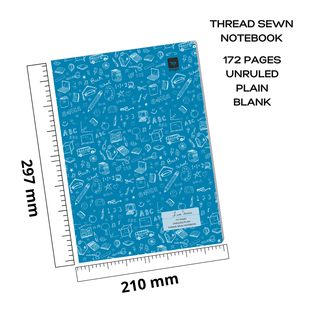 Pragya Elite Collection A4 Notebook – Luxe Series, 172 Pages Plain, Thread Sewn Binding, Colour Coded, Hard Cover – Premium Notebook for Office, School & Creative Use| Pack of 2