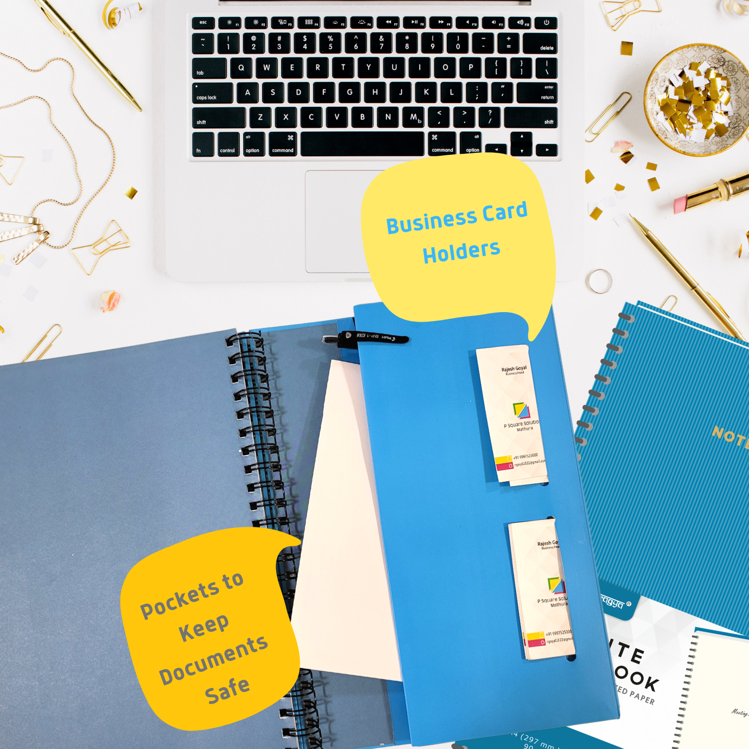 Pragya Elite Collection | Blue Journal Notebook | A4 (21x29.7 cm) | 90 GSM | 160 Unruled Pages | Hard Cover | Wire Bound | Premium Executive Notebook for Office & Personal Use