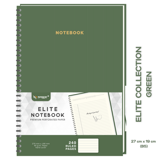 Pragya Green Journal B5+ Notebook (240 Pages, Ruled, 19cm x 27cm) Wire Bound