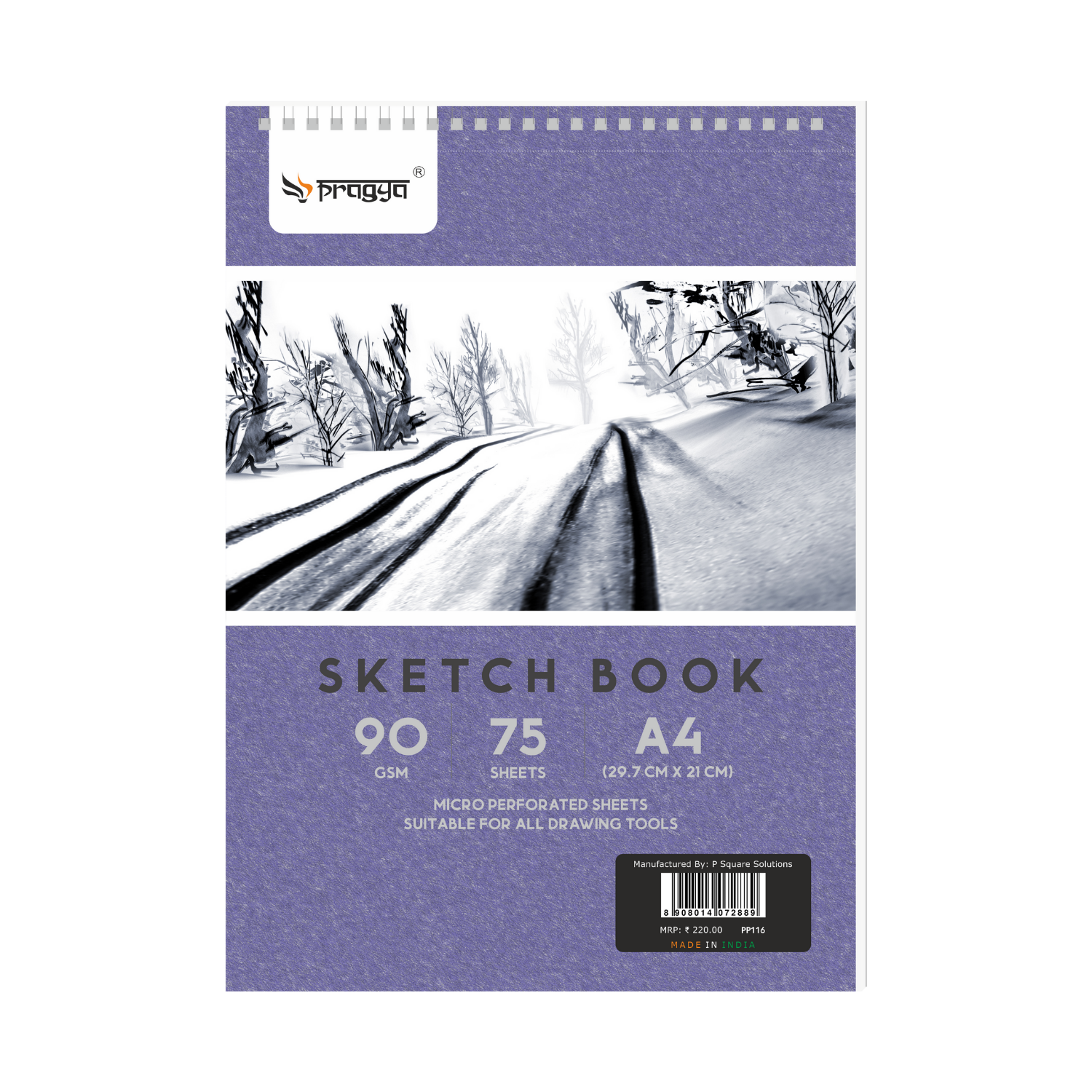 Pragya Sketch Book ( 75 Sheets, 90 GSM Paper, Hard Cover )