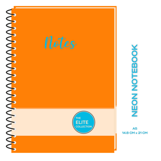 Pragya Neon A5 Notebooks (140 Pages, Ruled) Spiral Elite Collection- Pack of 4