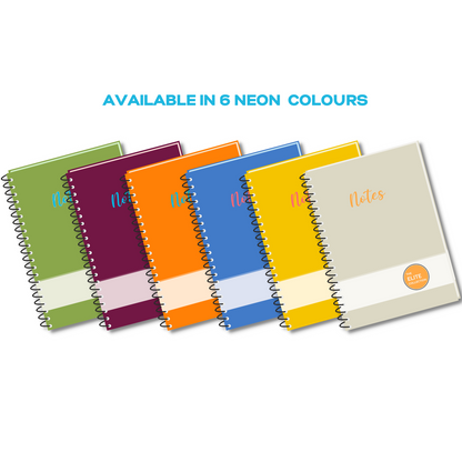 Pragya Neon A6 Notebooks (140 Pages, Ruled) Spiral Elite Collection - Pack of 4