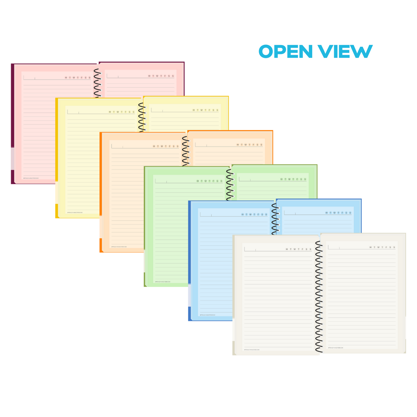 Pragya Neon A6 Notebooks (140 Pages, Ruled) Spiral Elite Collection - Pack of 4
