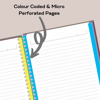 Pragya 4-Subject B5 Notebook (200 Pages, Ruled) Wire Bound - Color Coded  |  Pack of 3
