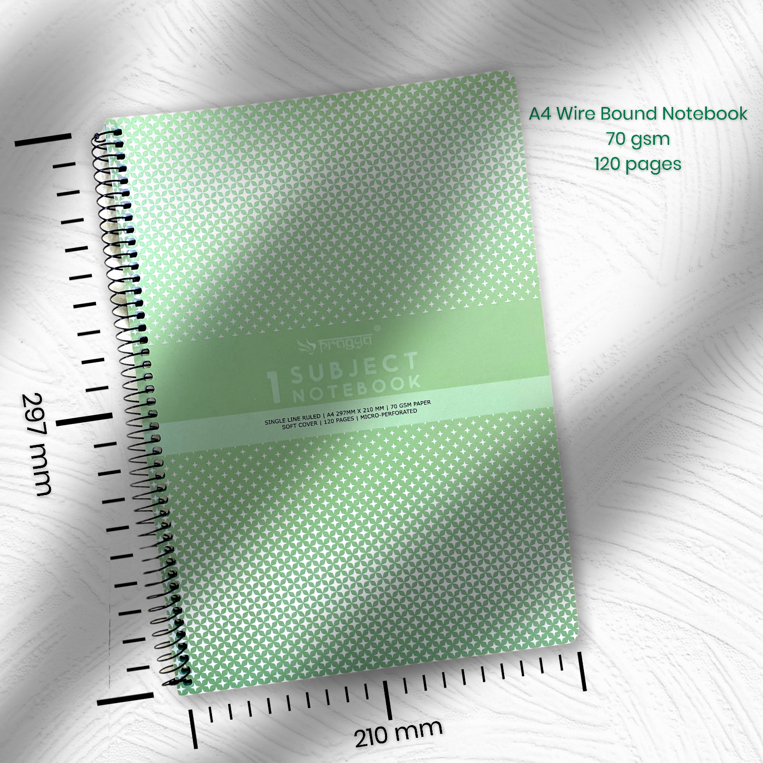 Pragya 1-Subject A4 Notebook – 120 Pages, Single Ruled – Soft Cover, Wire-Bound Notebook for School, Office, and Personal Use (Pack-6)