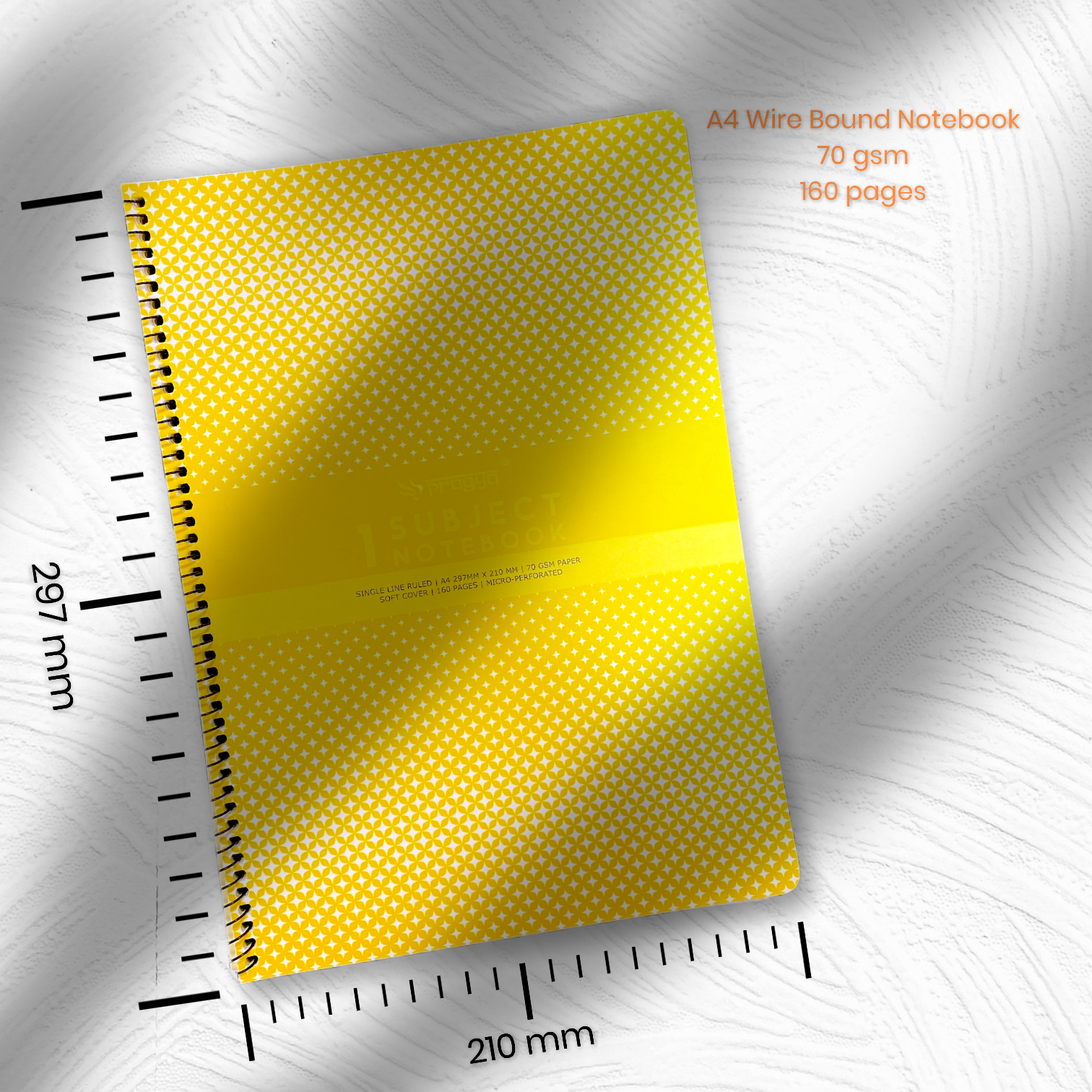 Pragya 1-Subject A4 Notebook – 160 Pages, Single Ruled – Soft Cover, Wire-Bound Notebook for School, Office & Everyday Writing (Pack-6)