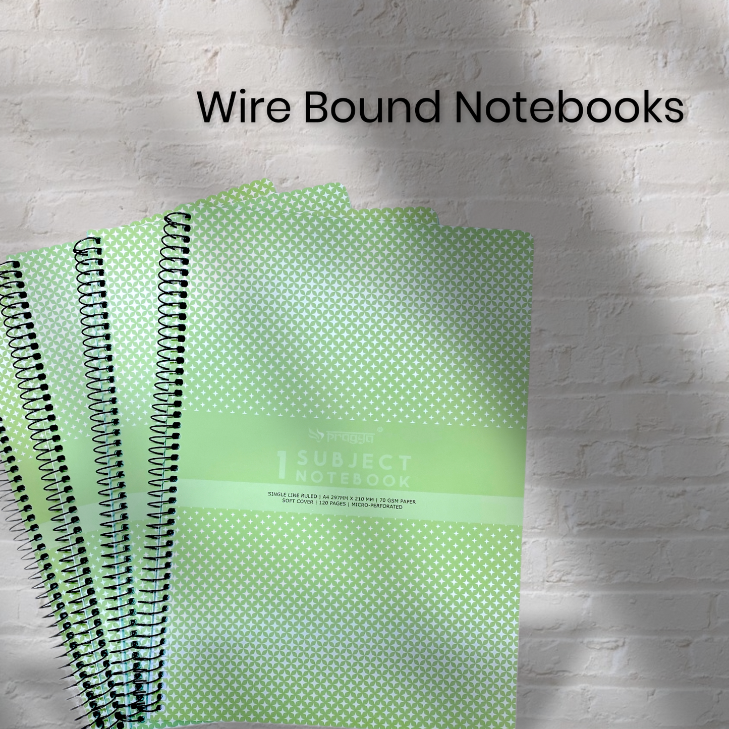 Pragya 1-Subject A4 Notebook (120 Pages, Ruled) Wire-Bound | Pack of 3