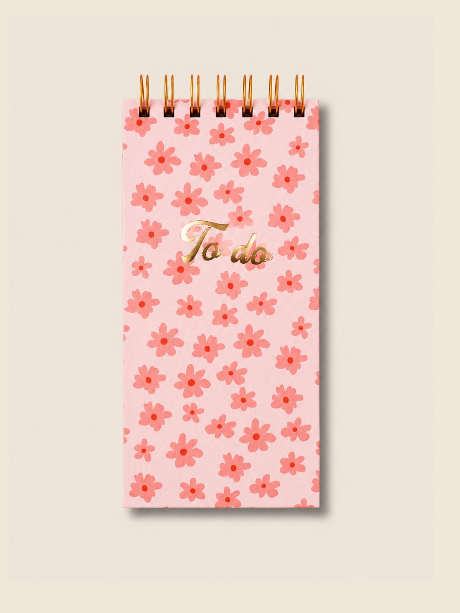 Floral To Do Notepad | Top Spiral Memo Pad | Ruled Pages | Gold Foil Cover