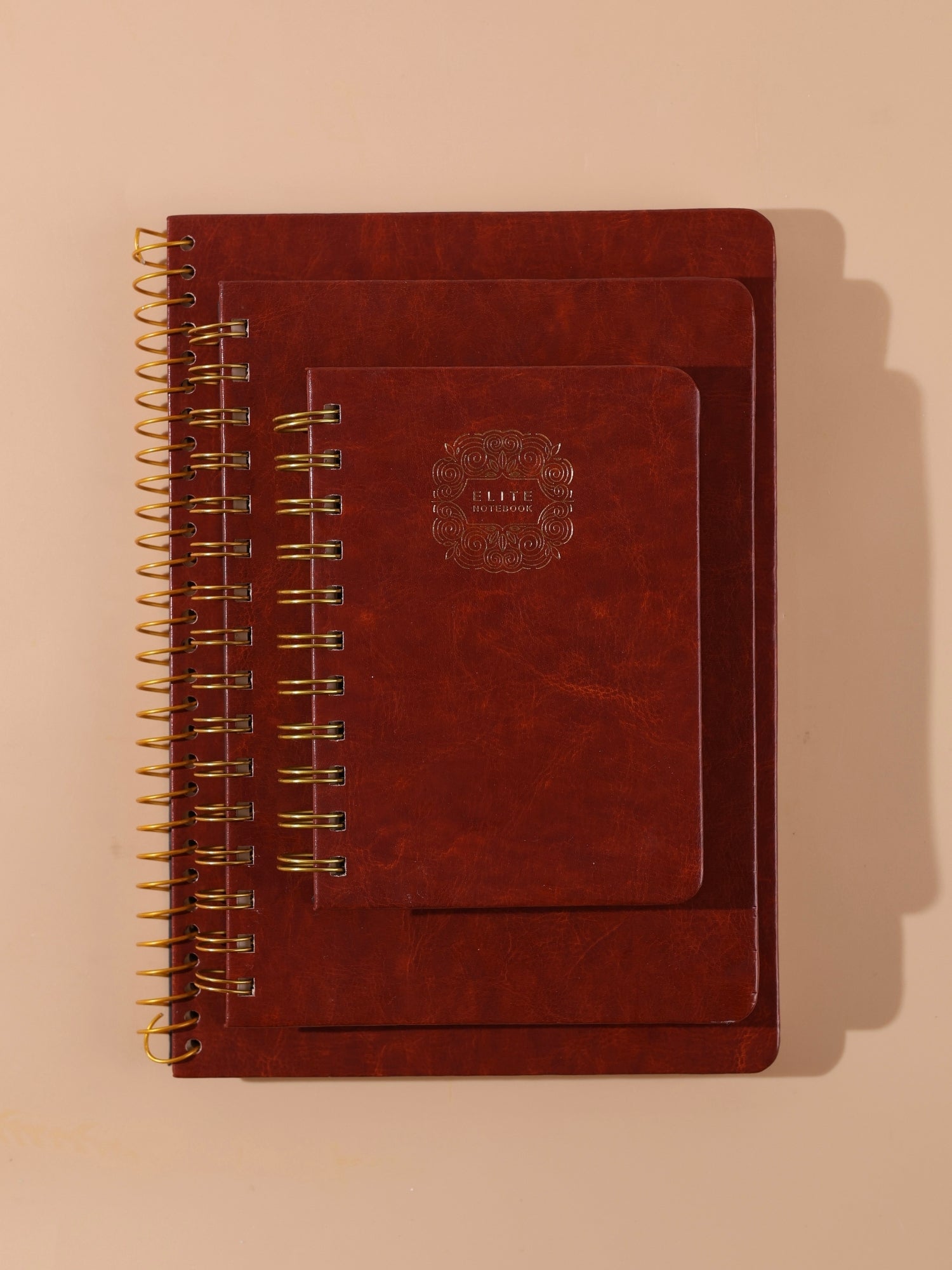 Leatherette Cover Executive Notebook Diary | Golden Wire O | 160 Ruled Pages | A5 & B5 Sizes | Pack of 1