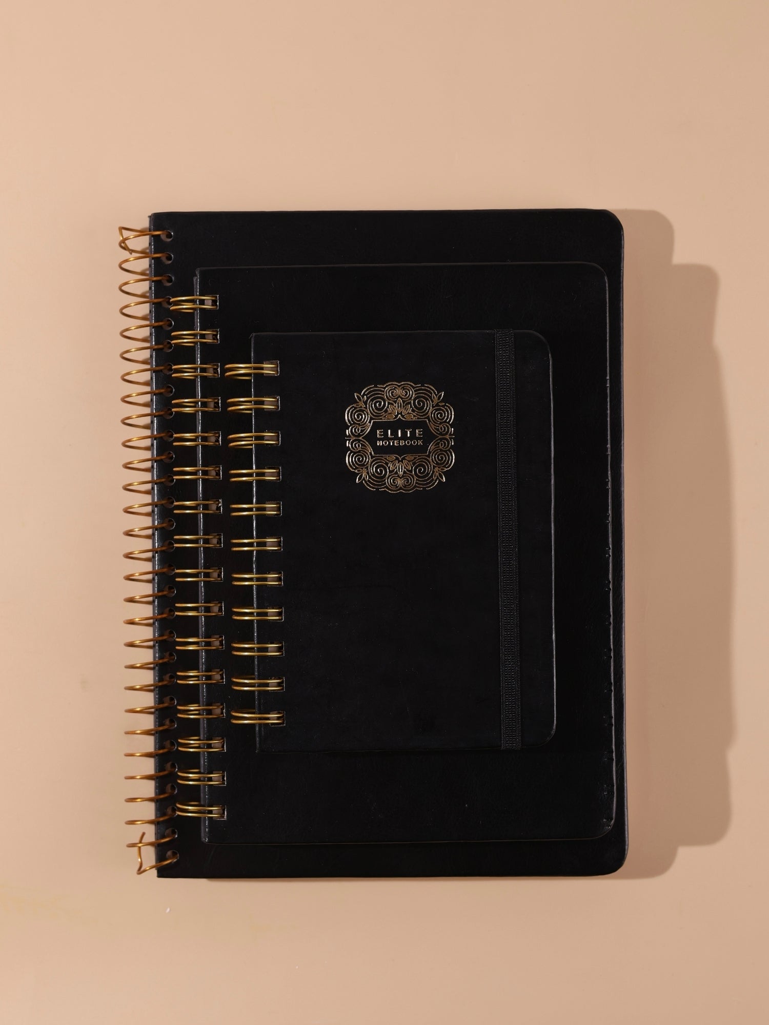 Leatherette Cover Executive Notebook Diary | Golden Wire O | 160 Ruled Pages | A5 & B5 Sizes | Pack of 1