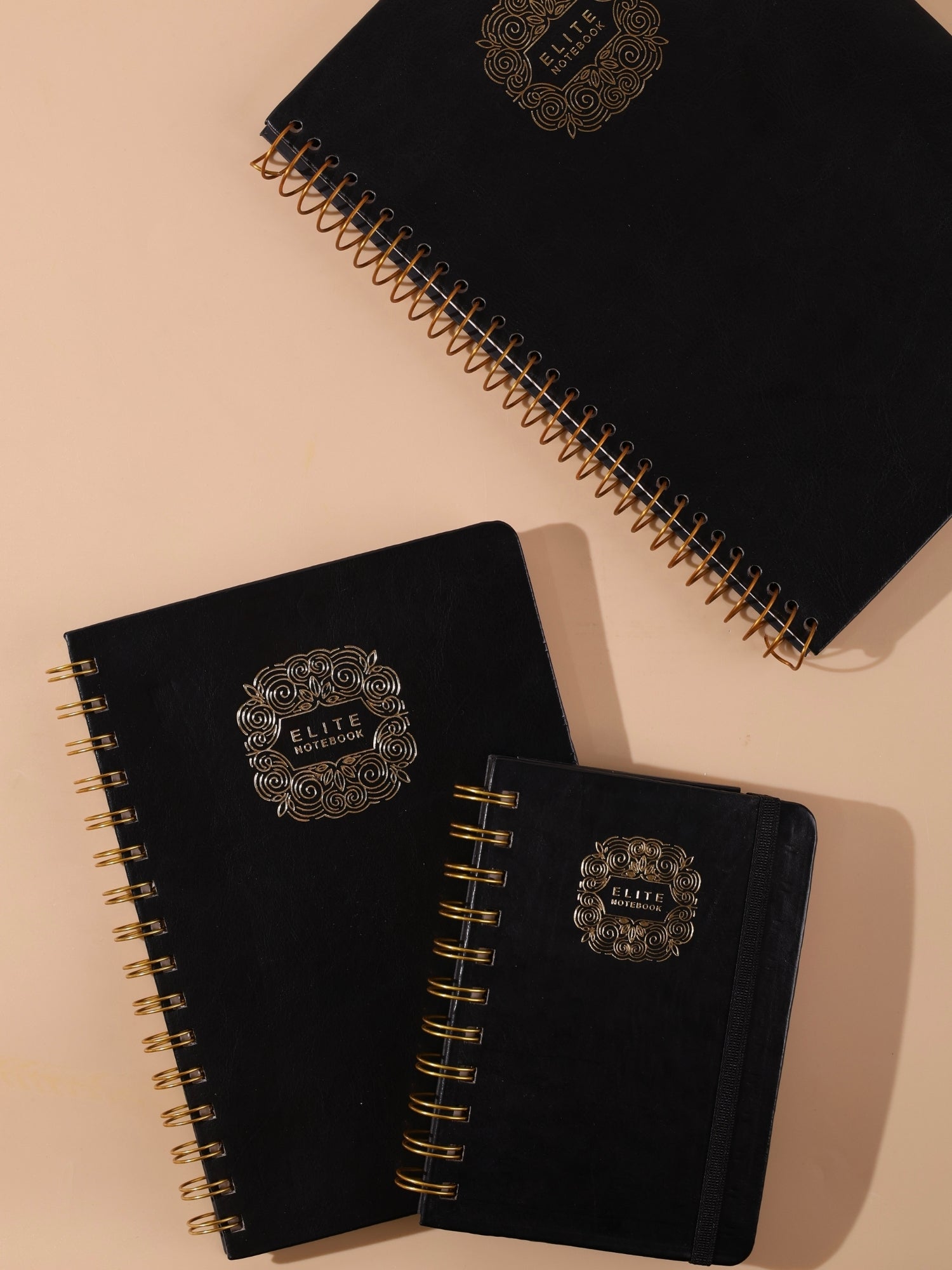 Leatherette Cover Executive Notebook Diary | Golden Wire O | 160 Ruled Pages | A5 & B5 Sizes | Pack of 1