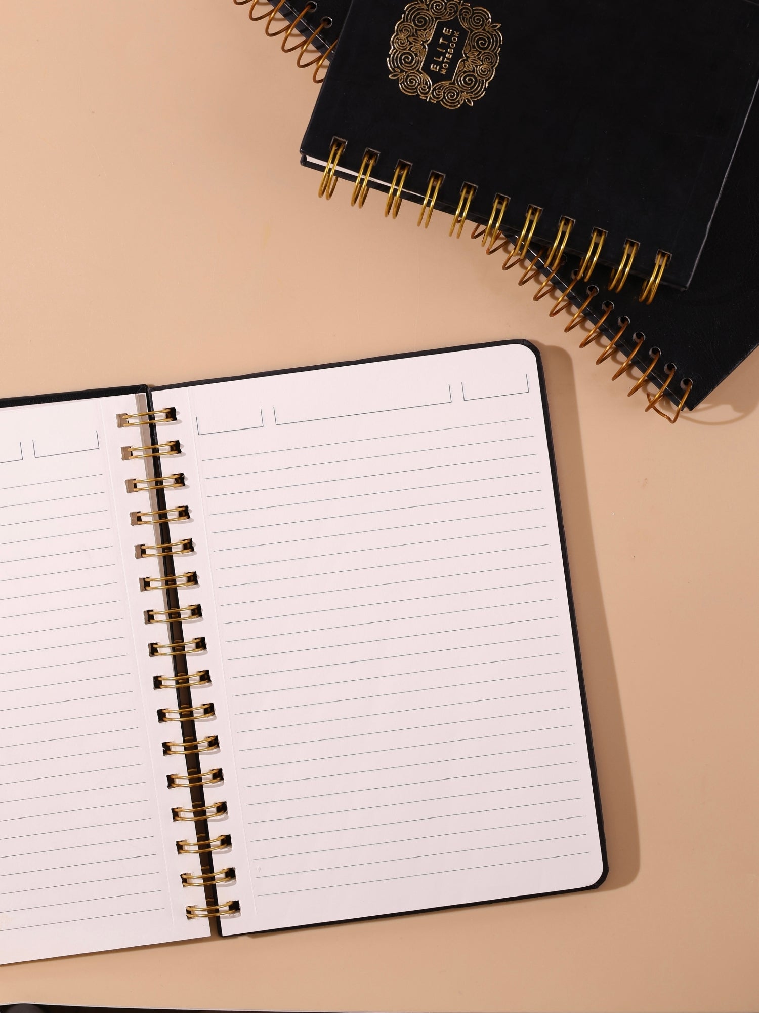 Leatherette Cover Executive Notebook Diary | Golden Wire O | 160 Ruled Pages | A5 & B5 Sizes | Pack of 1