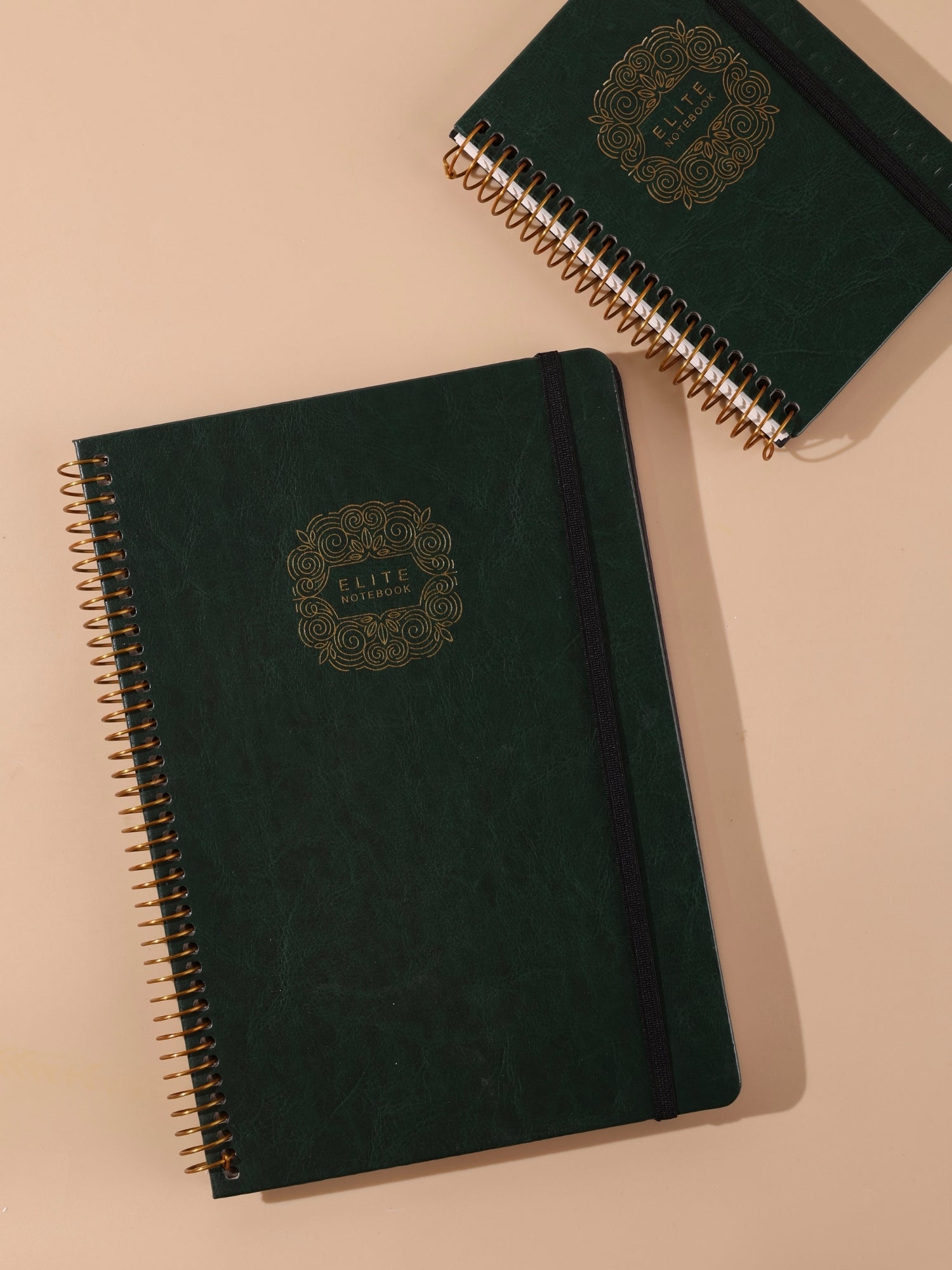 Leatherette Cover Executive Notebook Diary | Golden Wire O | 160 Ruled Pages | A5 & B5 Sizes | Pack of 1