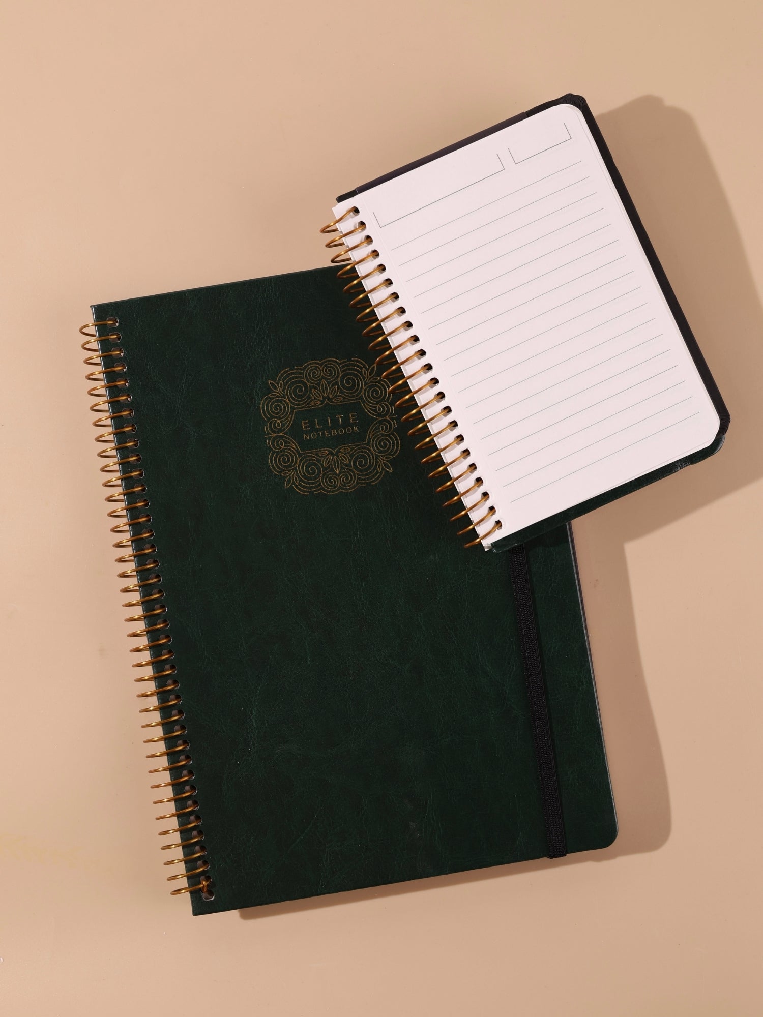 Leatherette Cover Executive Notebook Diary | Golden Wire O | 160 Ruled Pages | A5 & B5 Sizes | Pack of 1