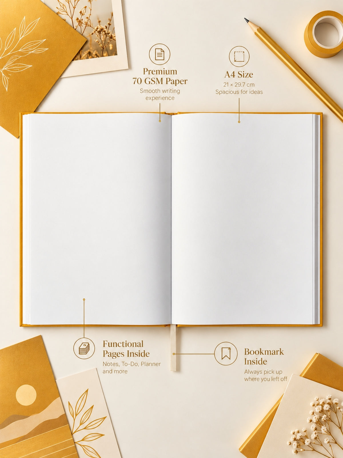 Core Series A4 Unruled Hardbound Notebook | 192 Pages | 70 GSM Paper